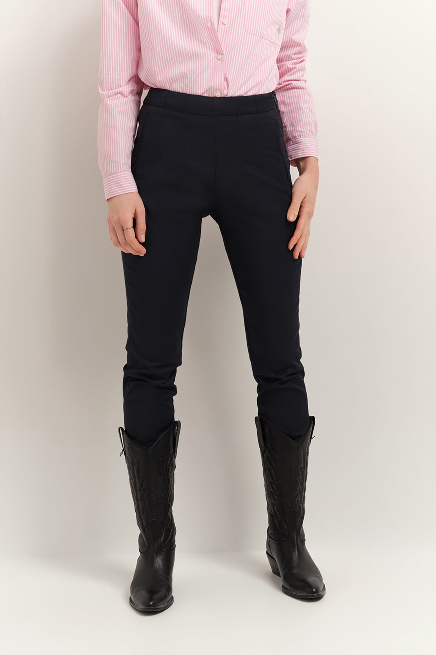 PETUNIA - UPCYCLED NAVY BLUE 7/8 CIGARETTE PANTS 1