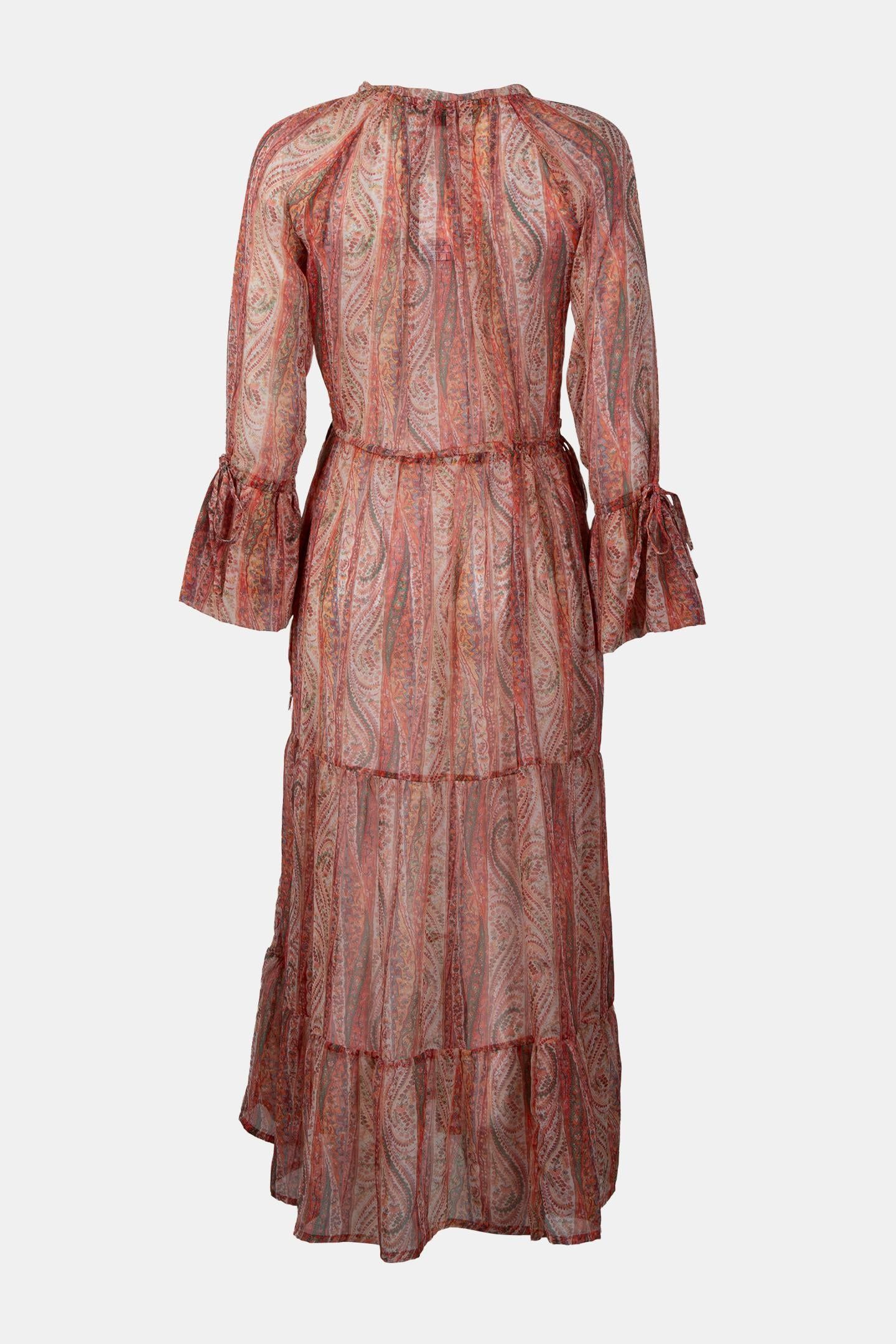 MALIKA SHEER L/S TIE NK MAXI ORANGE 4