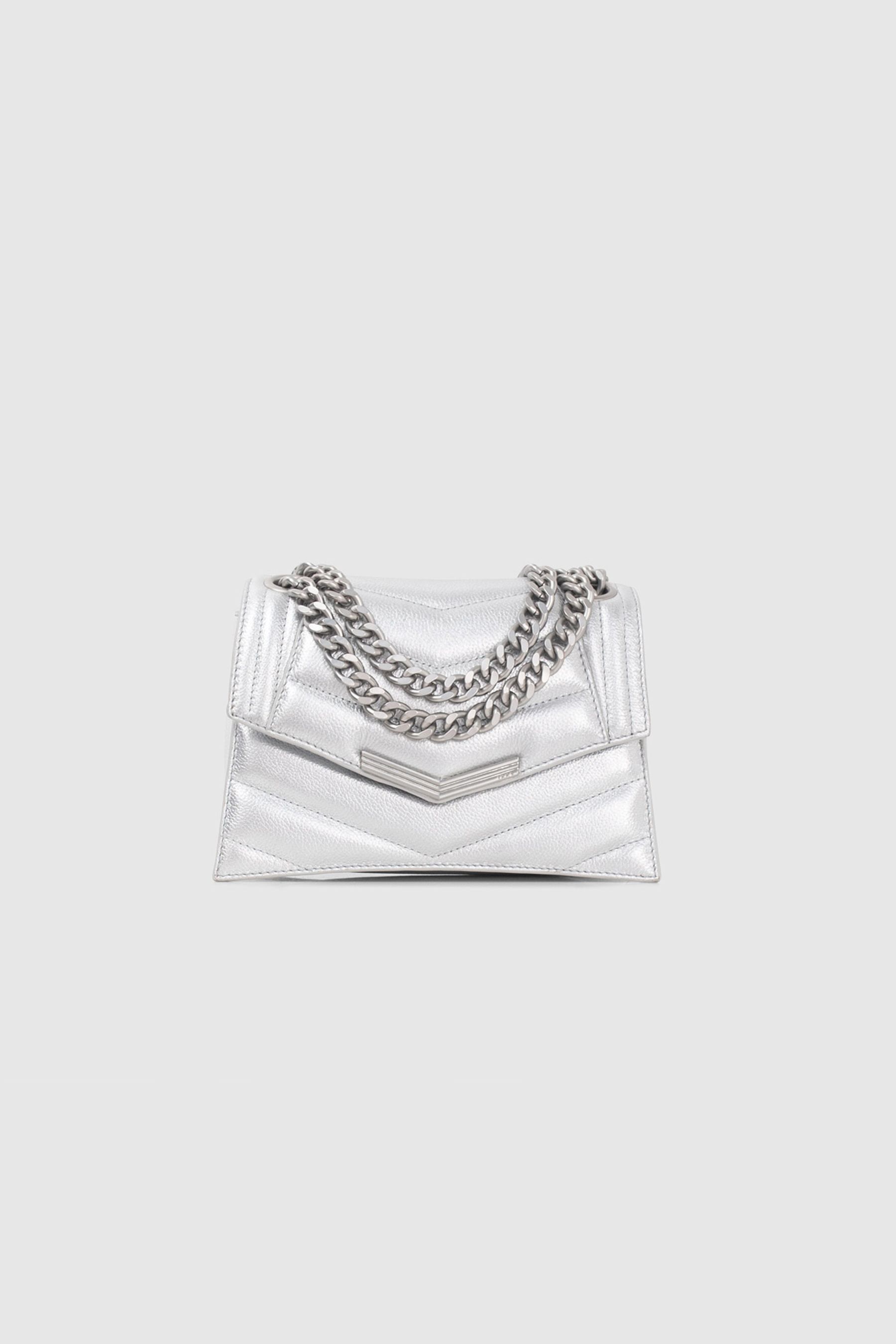 SILVER METALLIC LEATHER THE 1 GLITTER BAG SIZE S SILVER 2