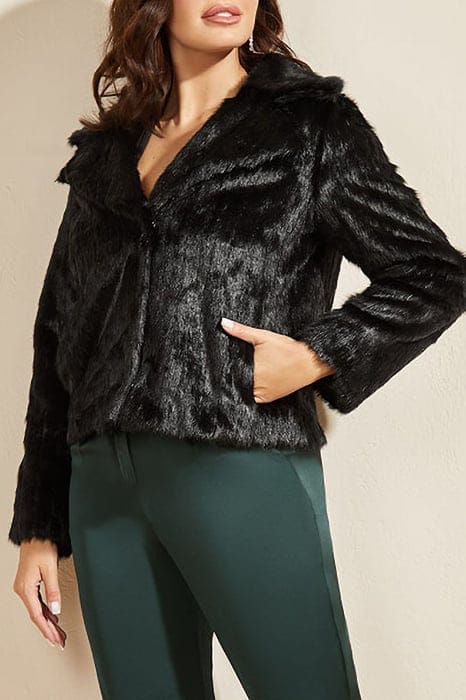 MARCIANO BY GUESS MARCIANO- CAROLINE JACKET JET BLACK FAUX F 5