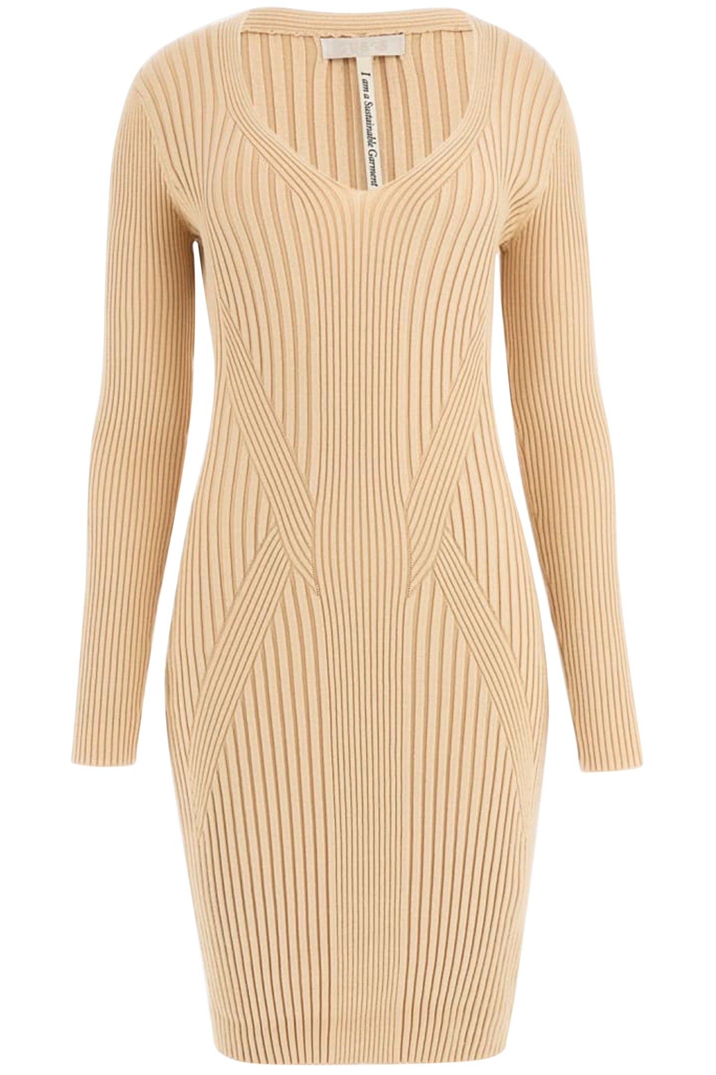 GUESS ECO ES ISABELLA LS DRESS TRAVERTINE SAND MULT 4