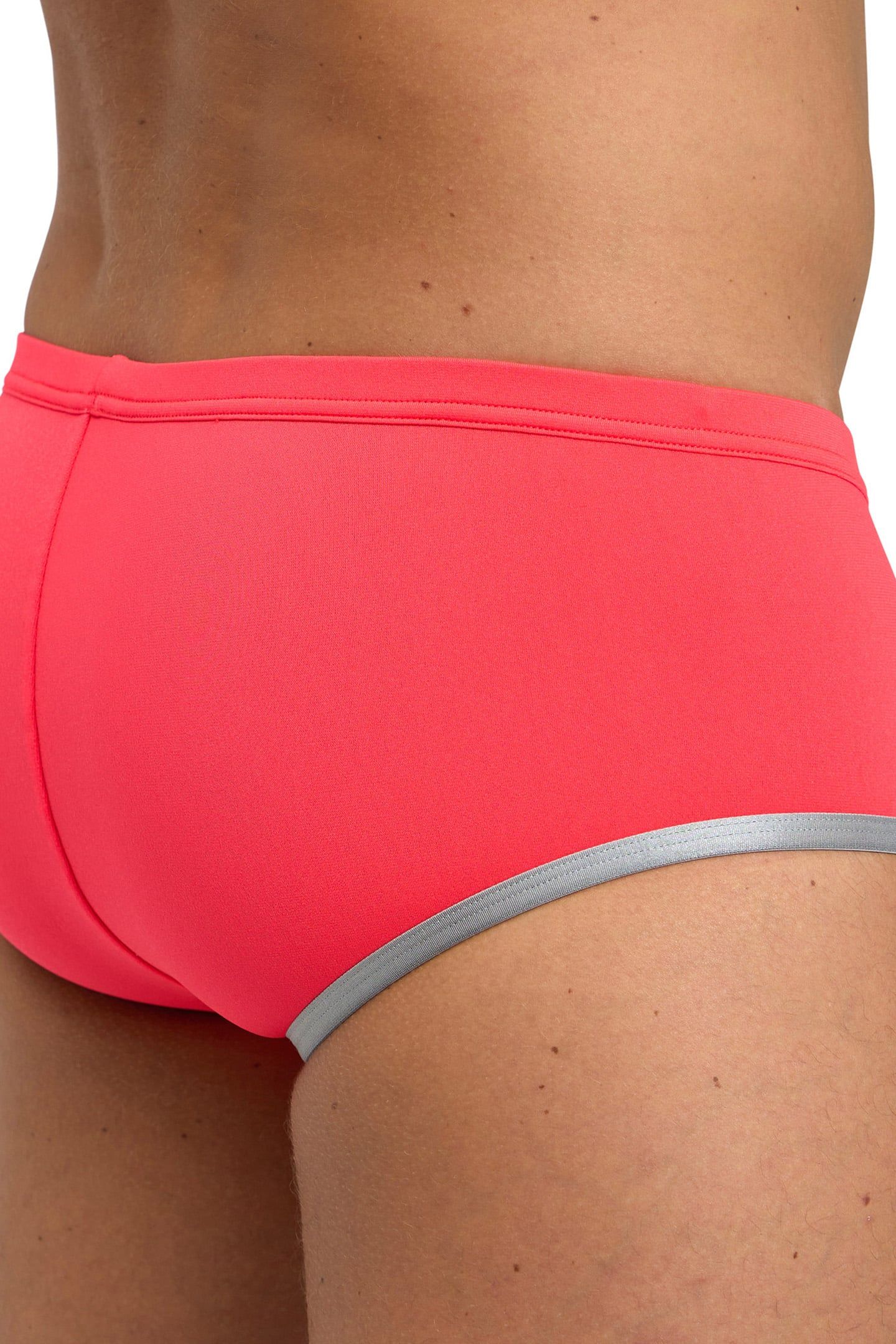 MEN'S ARENA ONE 12CM SWIM BRIEFS BIG LOG FLUO RED SILVER 5