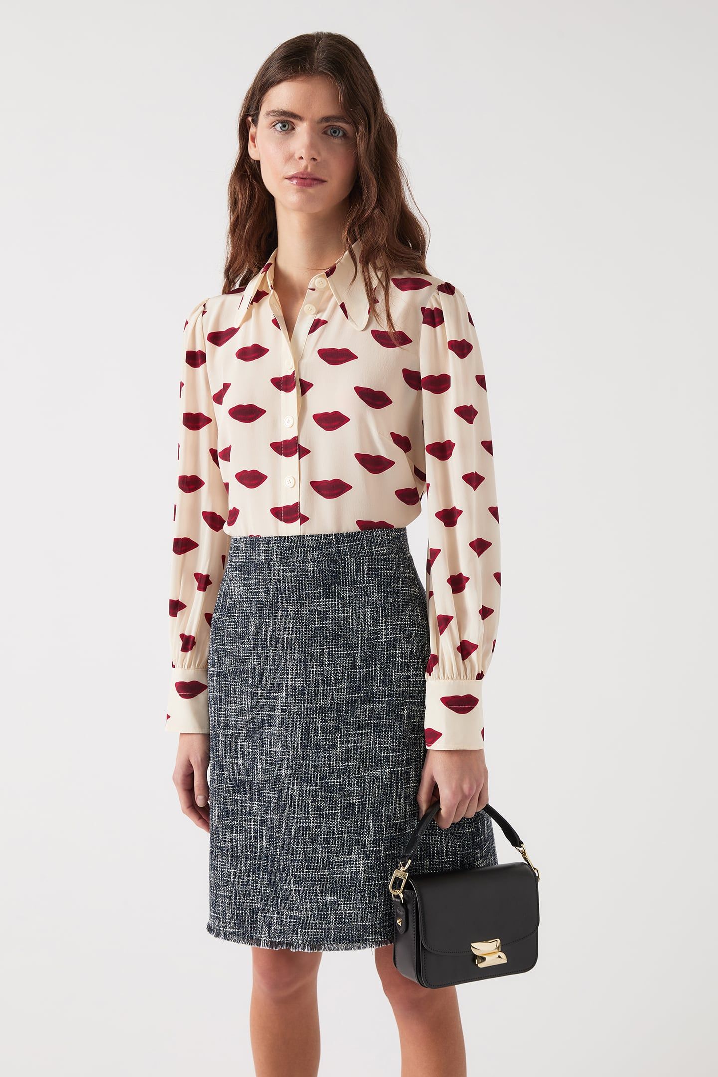 SK SUZIE TWEED HEM SKIRT INDIGO 1