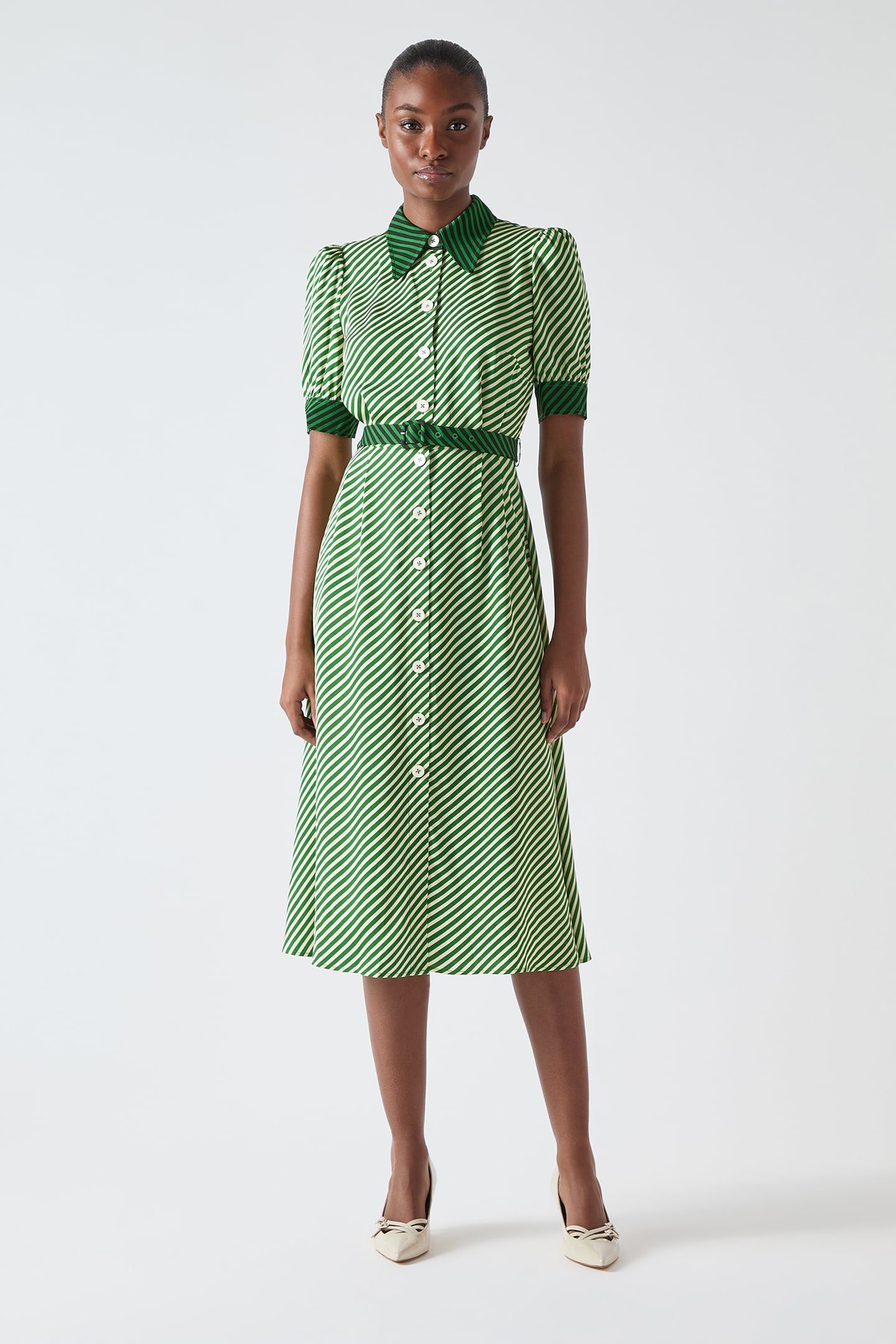 DR VAL STRIPE DRESS GREEN 1