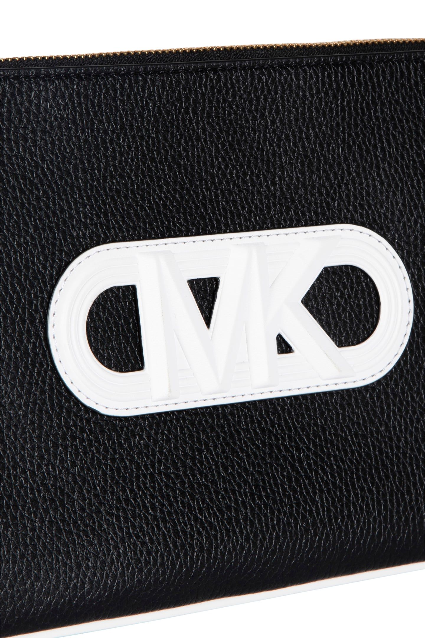 LEATHER TOP ZIP WRISTLET IN BLACK AND WHITE 5