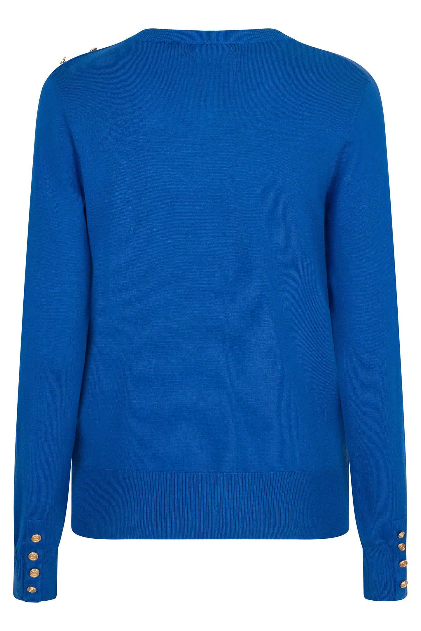 SWEATER GATHERING BUTTON DETAILS BASIC KNIT BRILLIANT BLUE 4