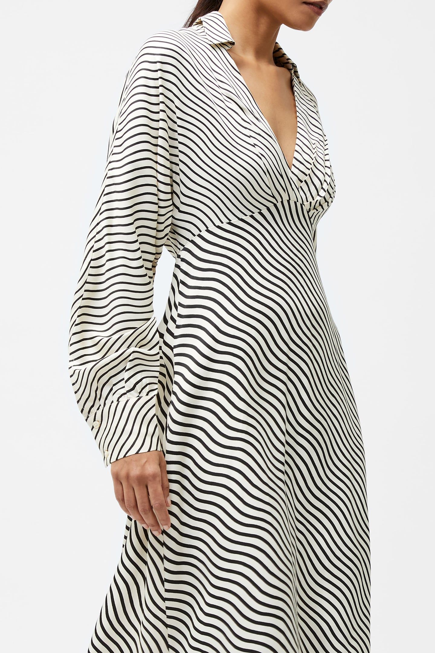 CANDICE SATIN STRIPE MIDI DRESS BLACK/CREAM 3