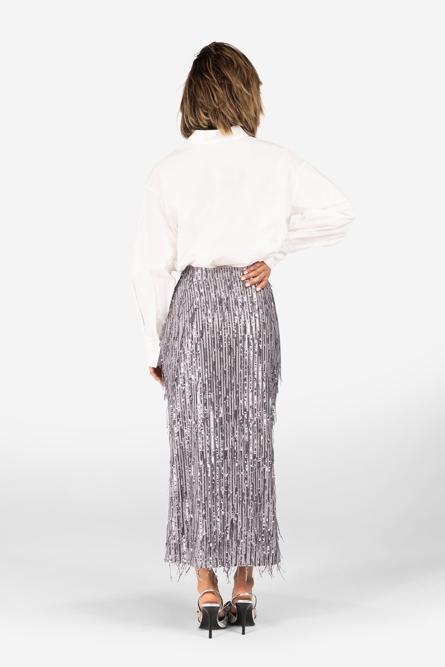 SIERA - PARTY SKIRTS GREY FRINGED 2