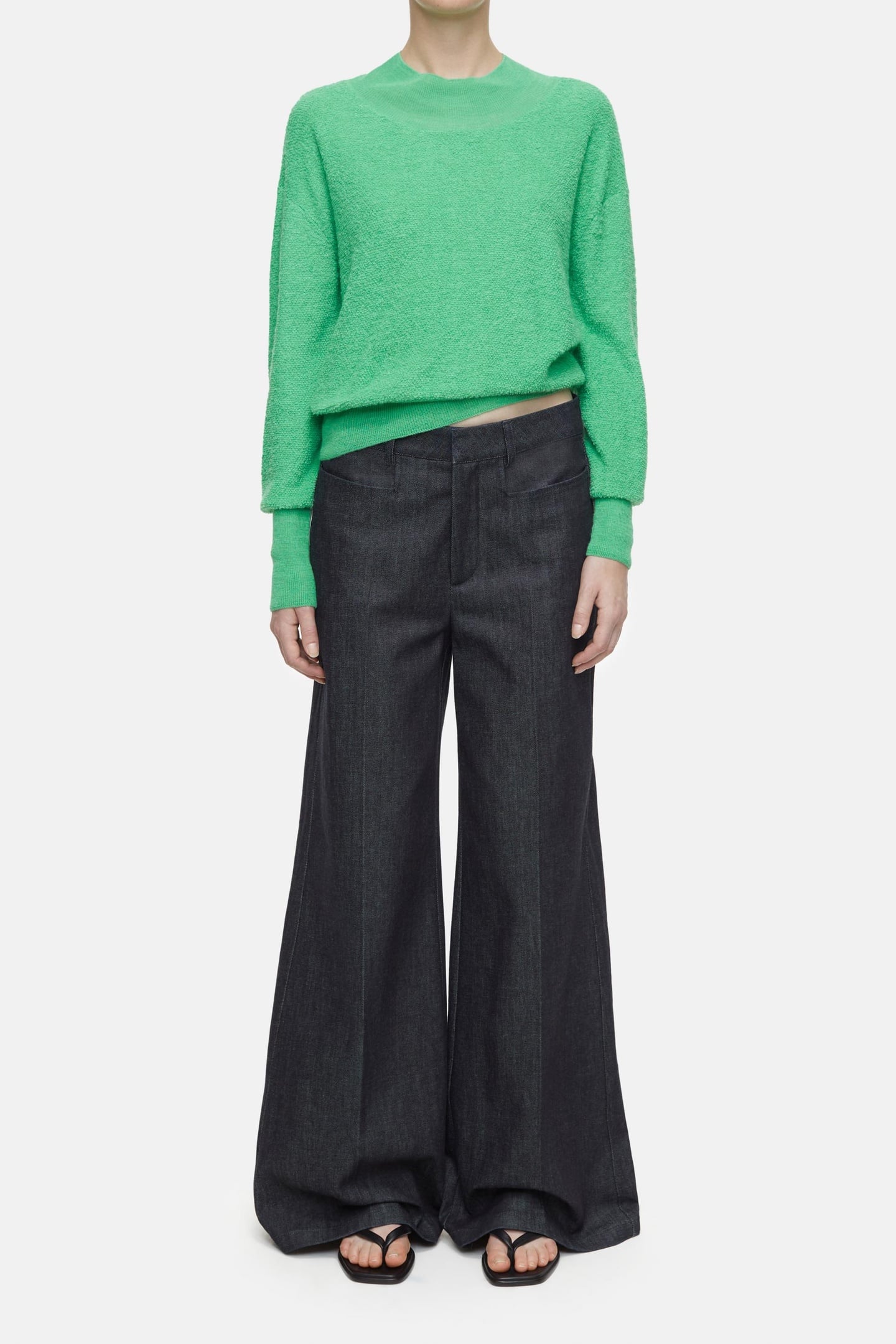 CROPPED MOCK NECK KNITS GREEN KICK 1