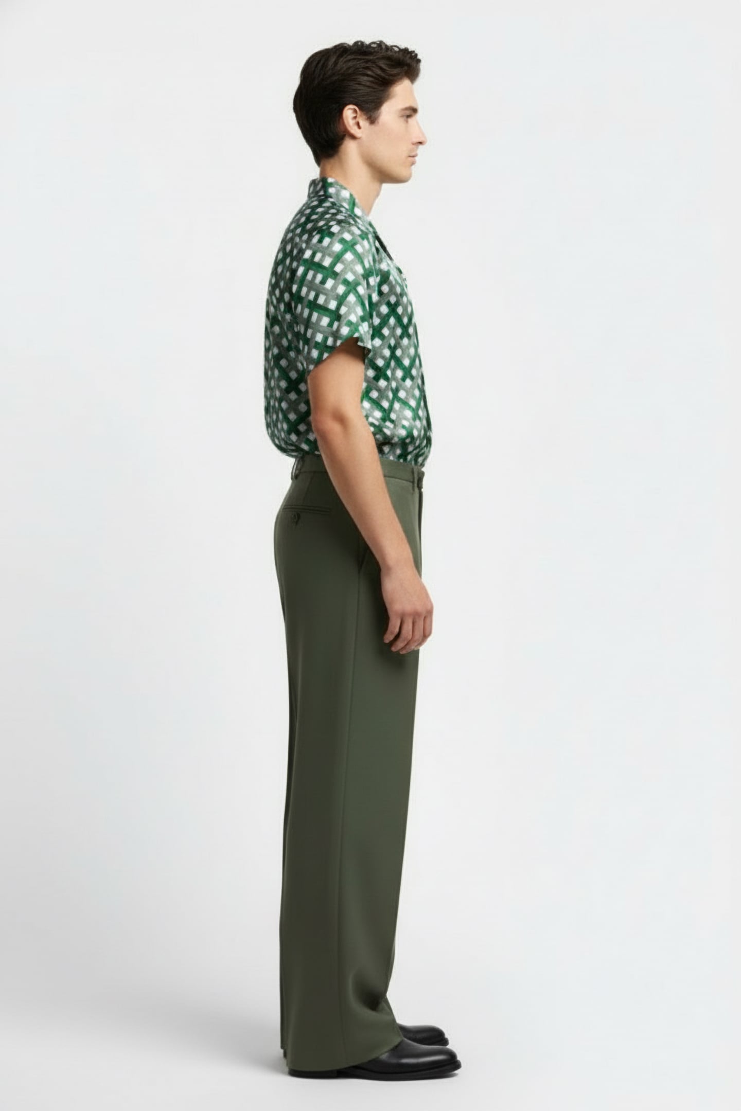 PRINTED CUBAN COLLAR CASUAL SHIRT GREEN 3