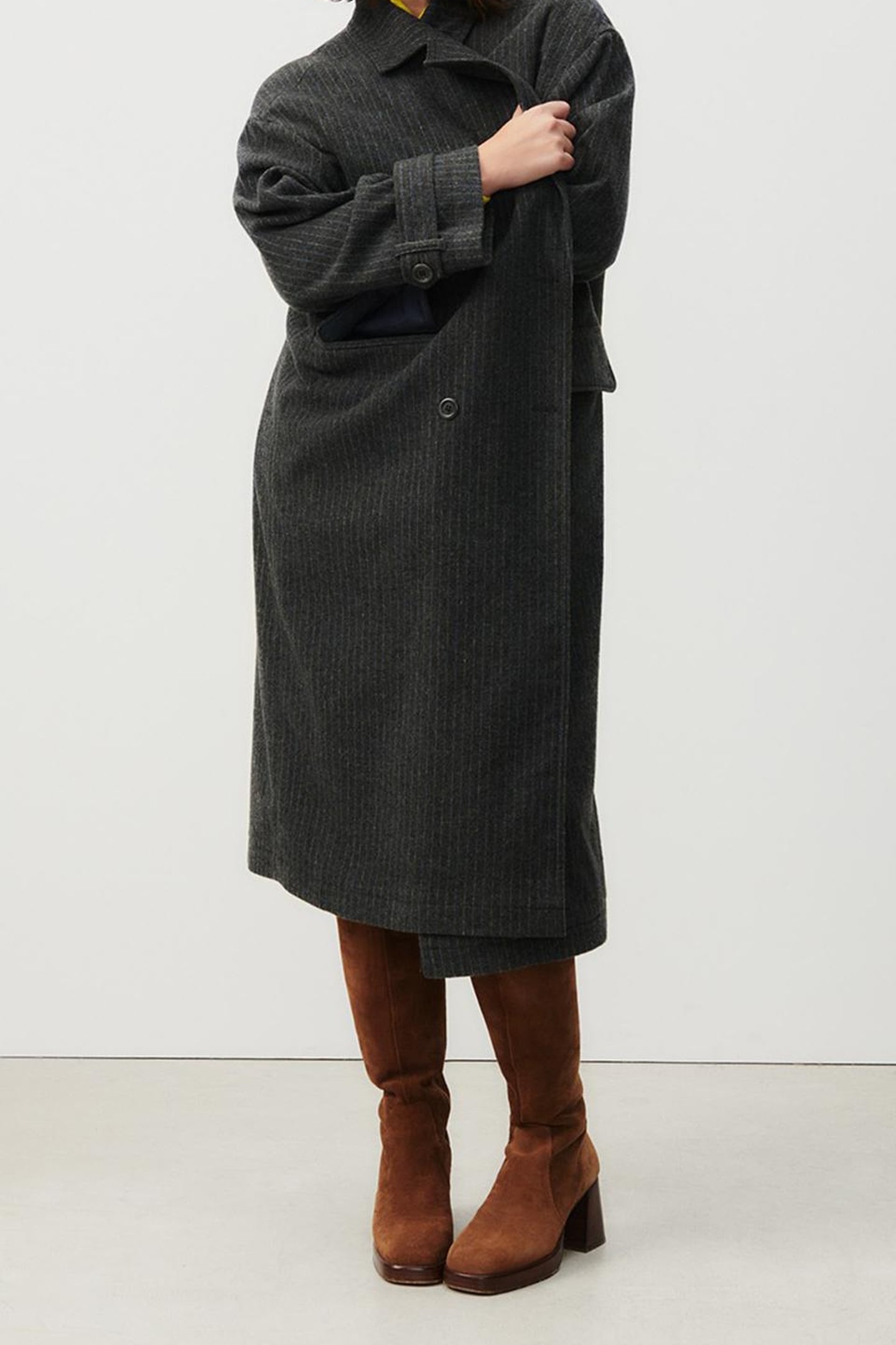 WOOL COAT GREY AND BLUE STRIPES 1