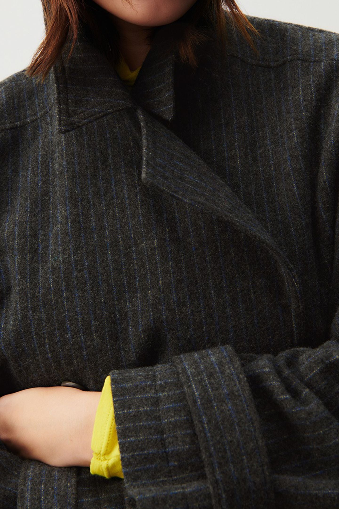 WOOL COAT GREY AND BLUE STRIPES 5