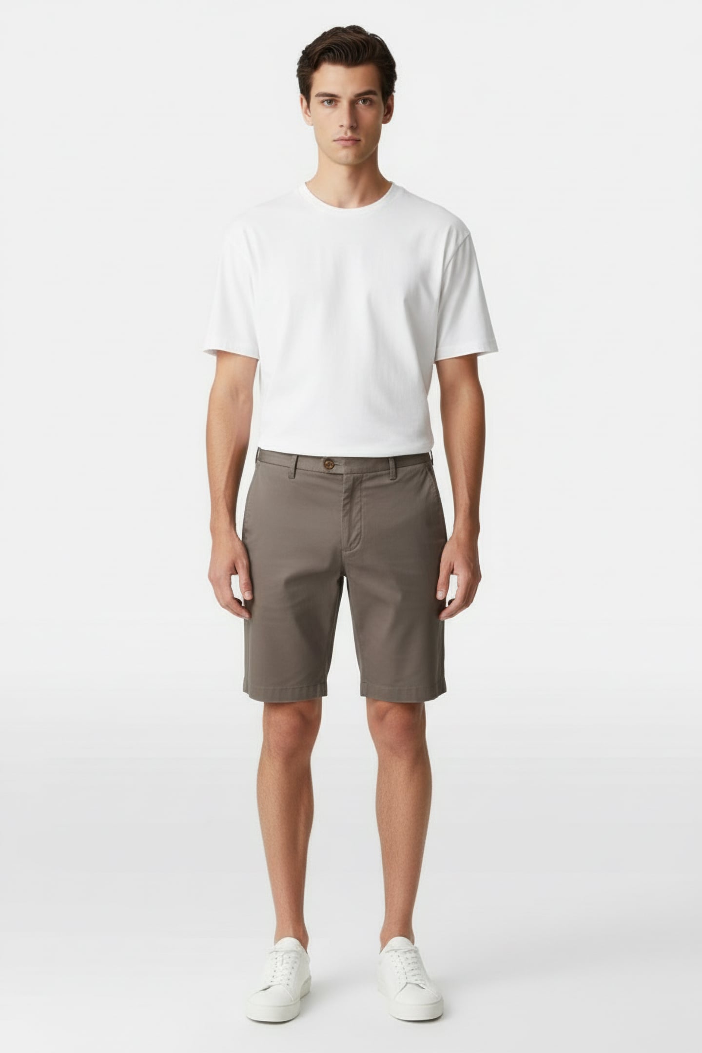 HAMPTON COTTON CHINO SHORTS — TAUPE 1