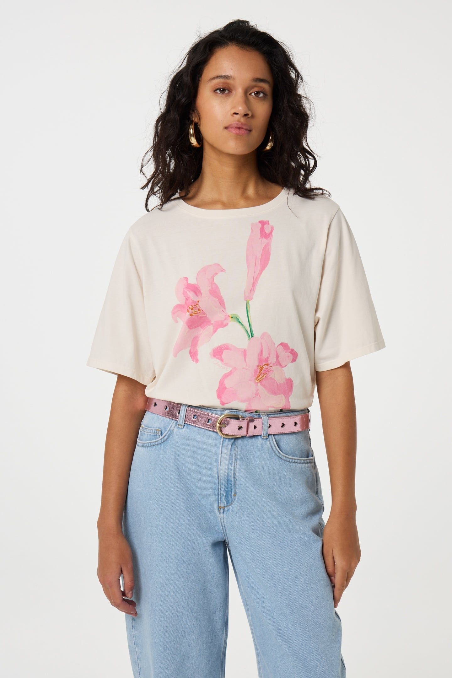 CUT IT OUT HEART BELT LIGHT PINK METALLIC 1
