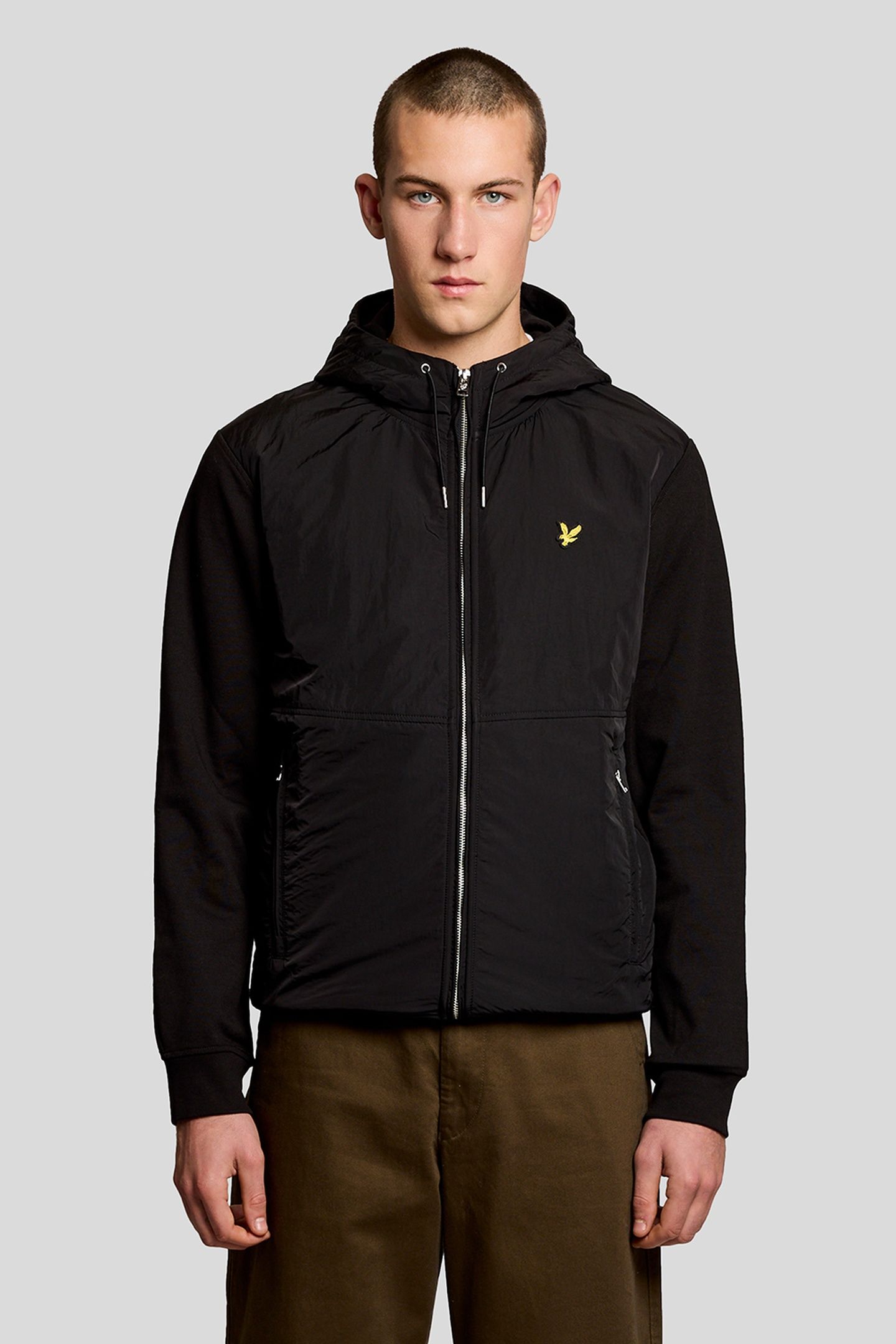 HALF RAGLAN HYBRID HOODIE JET BLACK 1