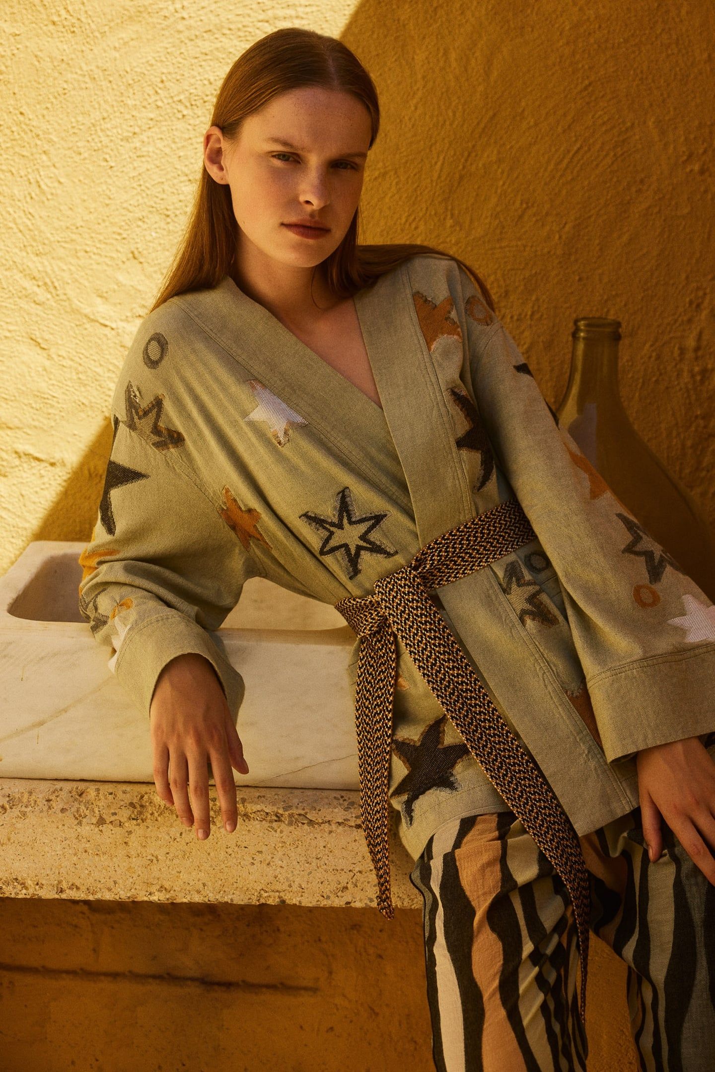 STARS JACKET JACQUARD WITH BELT KHAKI 1
