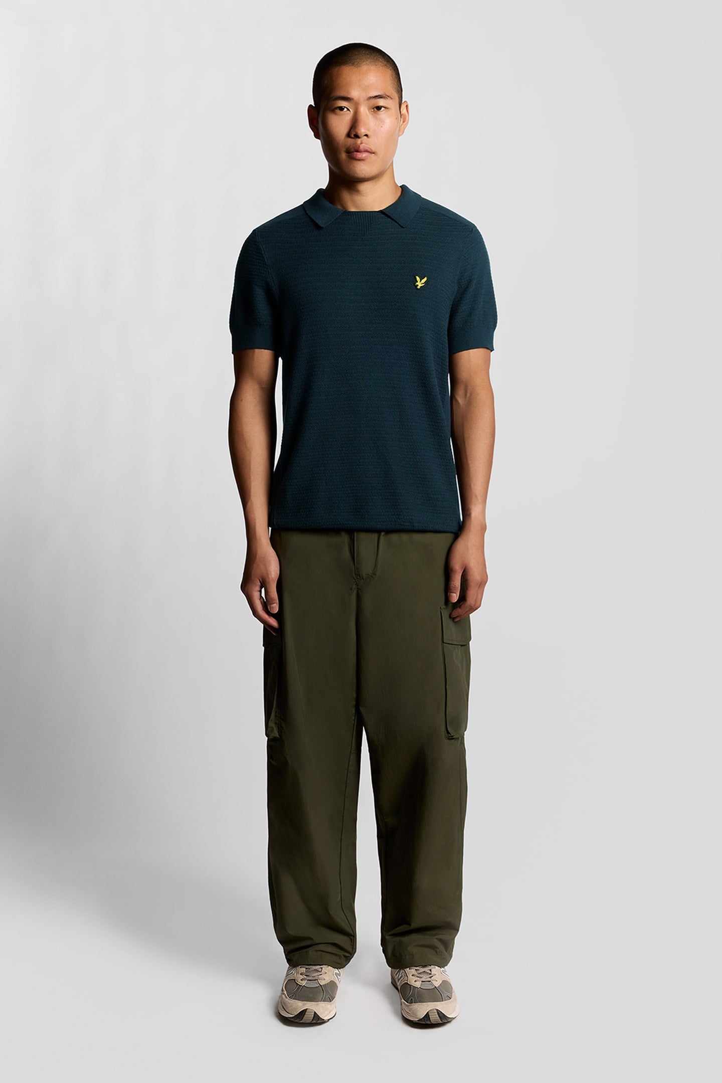 HERRINGBONE KNITTED POLO DARK NAVY 1
