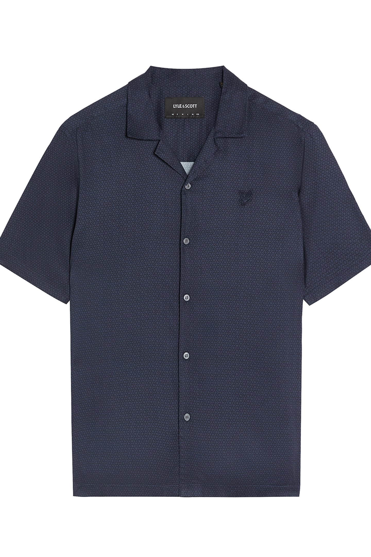 GEO MOTIF PRINTED REVERE SHIRT DARK NAVY 4
