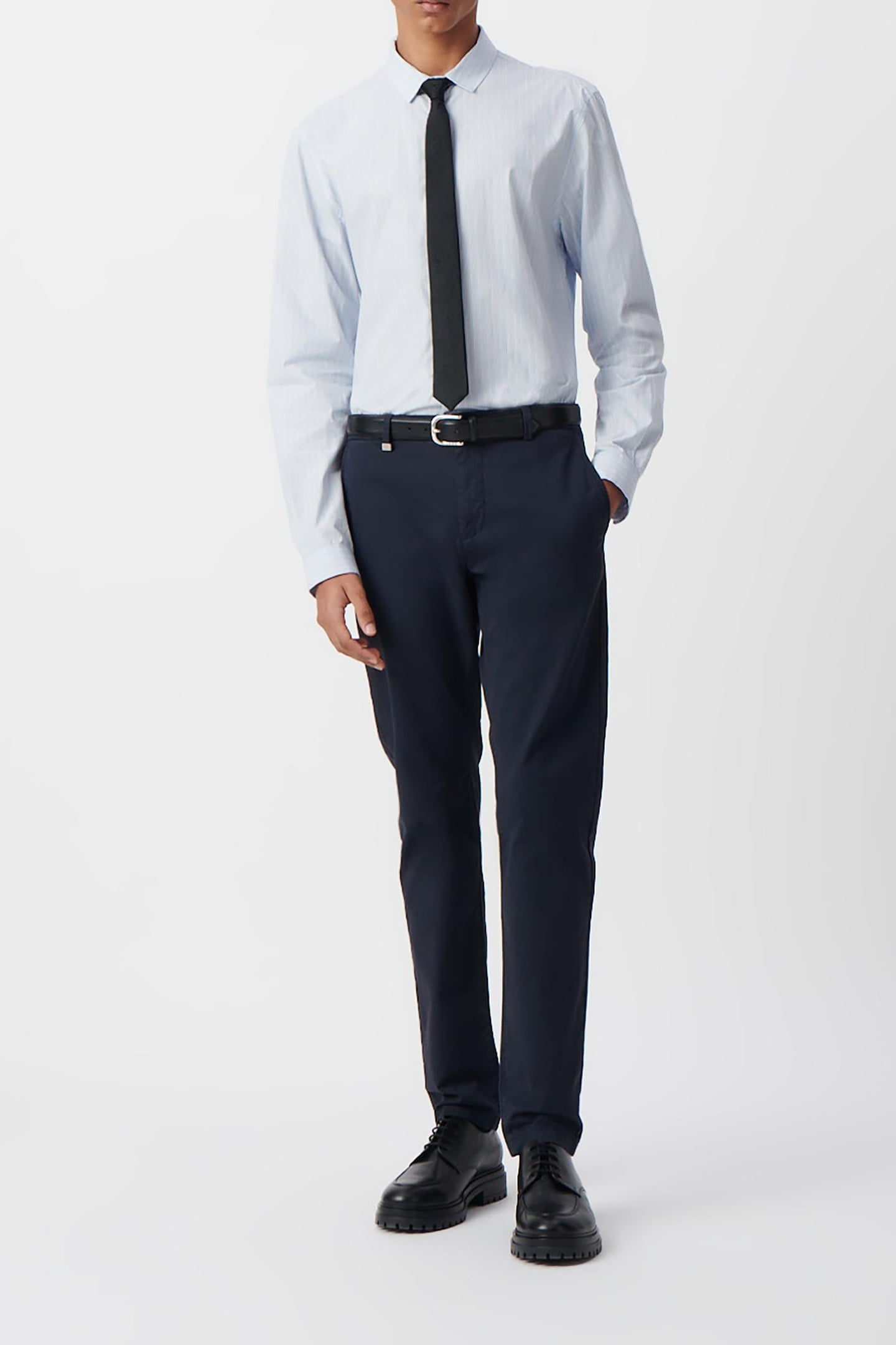 SKY STRIPED REGULAR SHIRT WITH MANDARIN COLLAR 1
