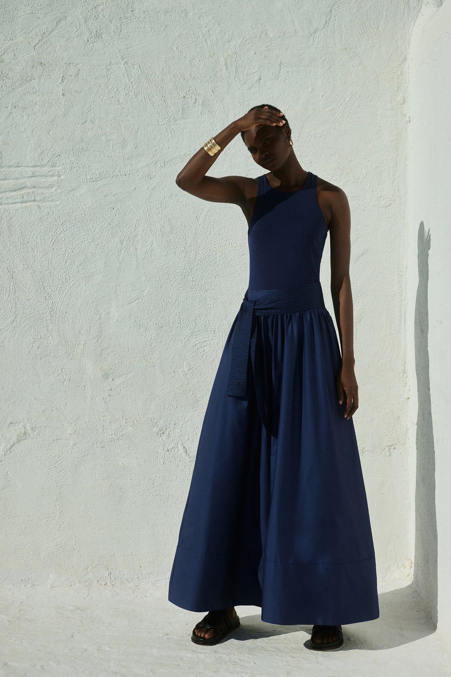 LIVELY LONG DRESS POPLIN WITH BELT NAVY 8