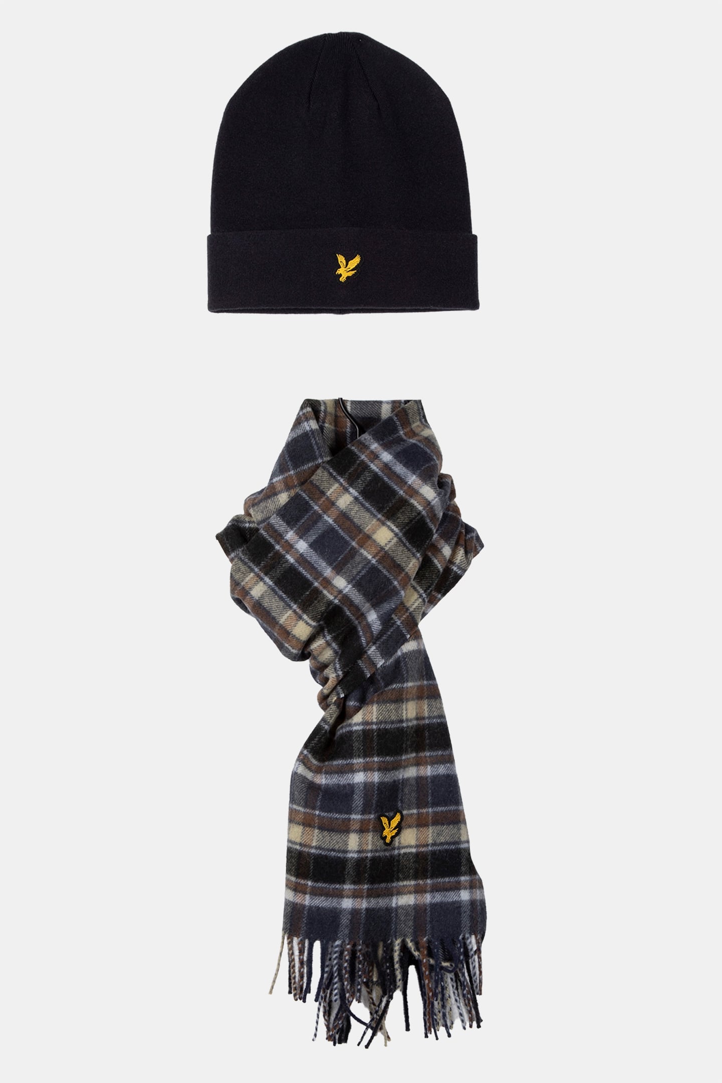 LAMBSWOOL BLEND SCARF AND BEANIE SET BLUE NIGHT 1