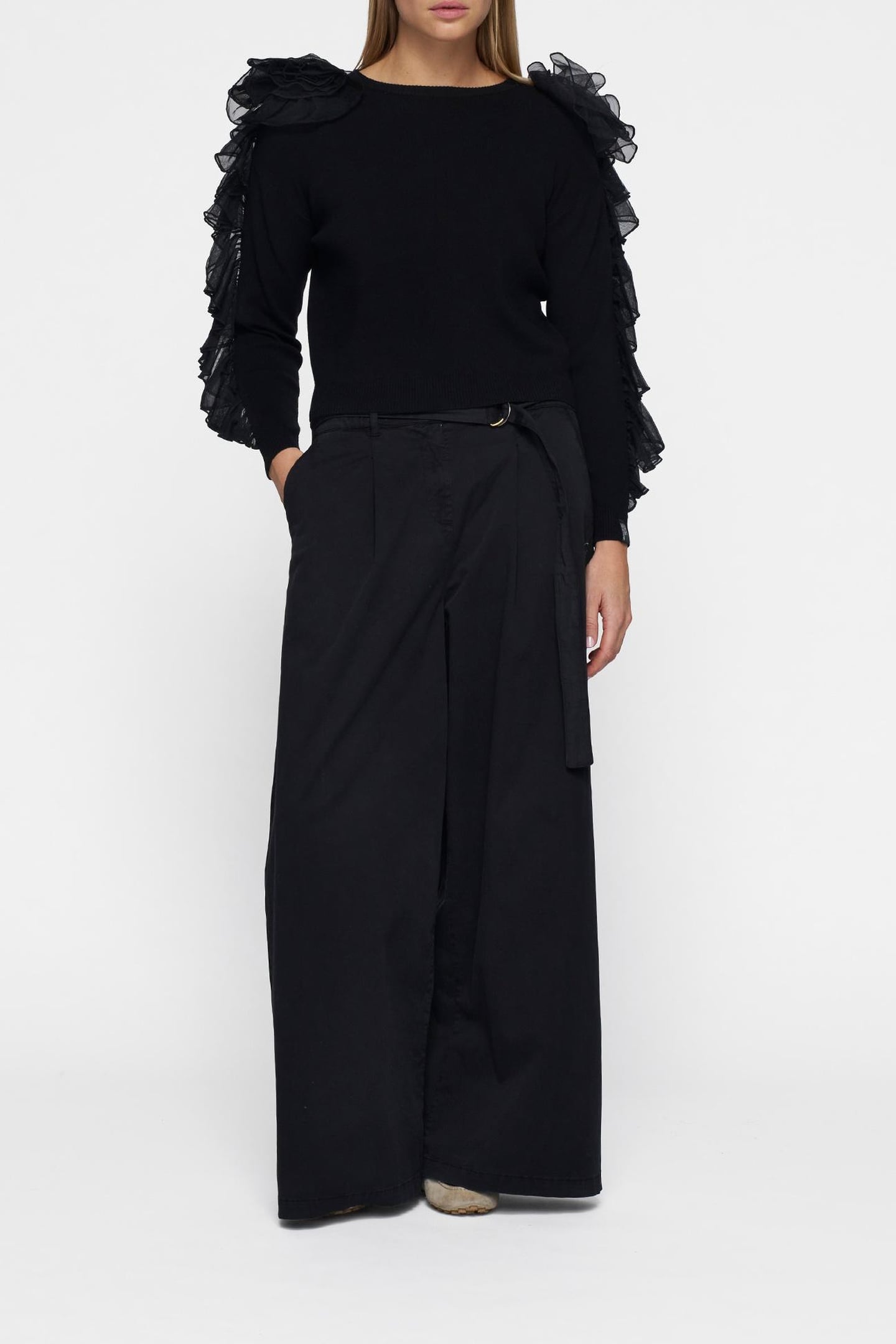 WIDE LEG PANTS TWILL BLACK 1