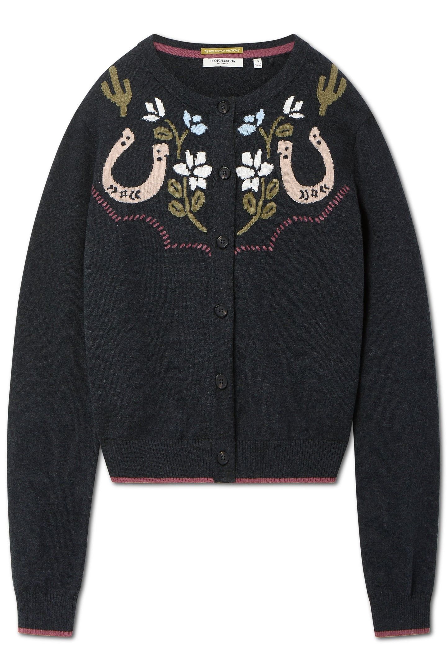 CREW NECK CARDIGAN CHARCOAL GREY HEATHER 5