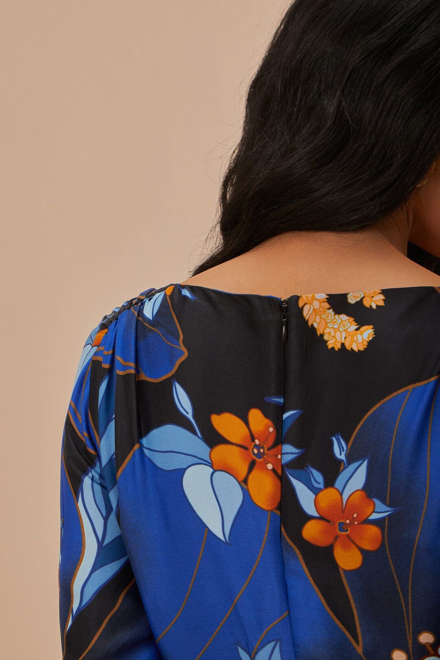 PIETRA FLORAL BLACK LONG SLEEVE MIDI DRESS 3
