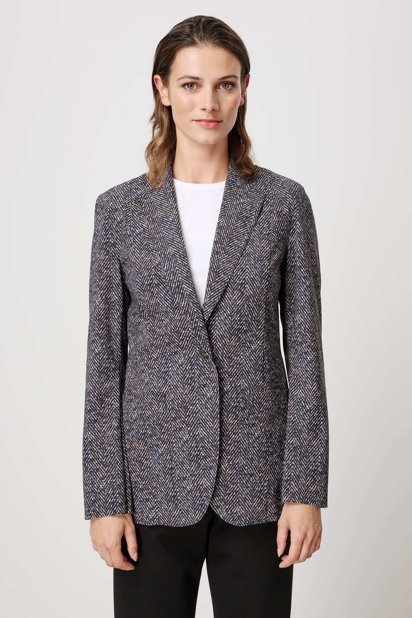 TWEED PRINT BLAZER INK BLUE 2