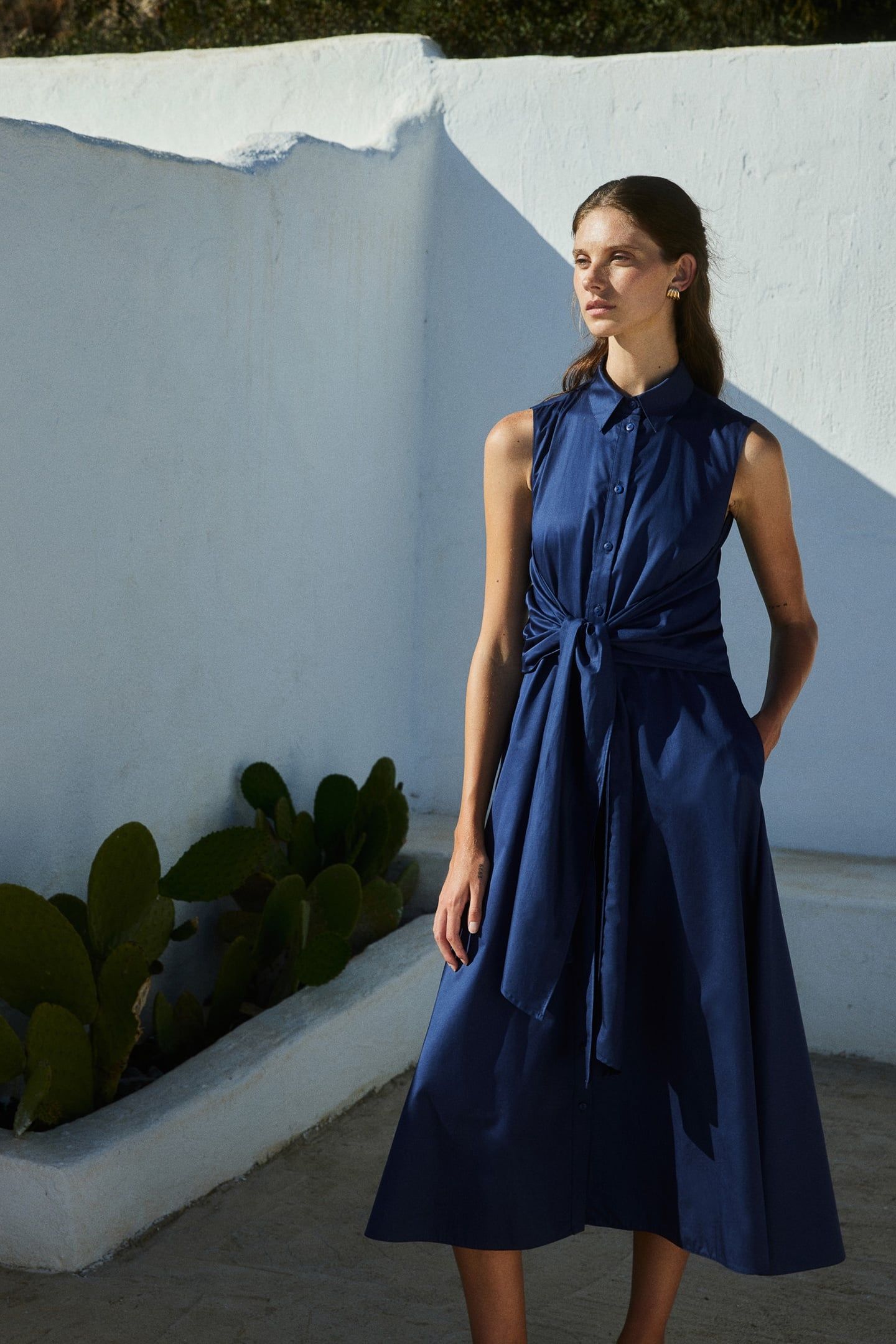 EROS LONG DRESS POPLIN NAVY 1