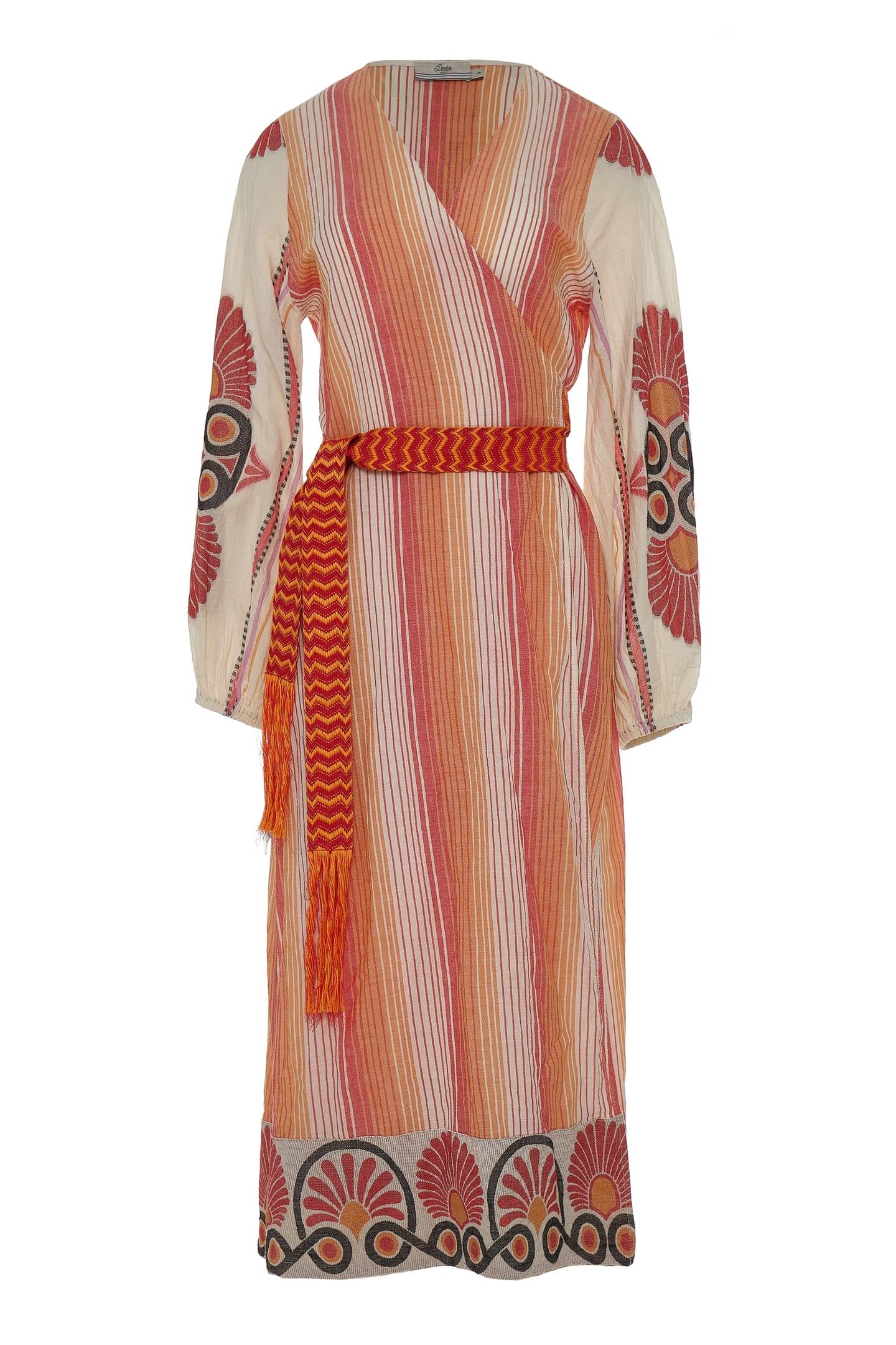 ZHN LONG DRESS JACQUARD WITH BELT RED ORANGE 3
