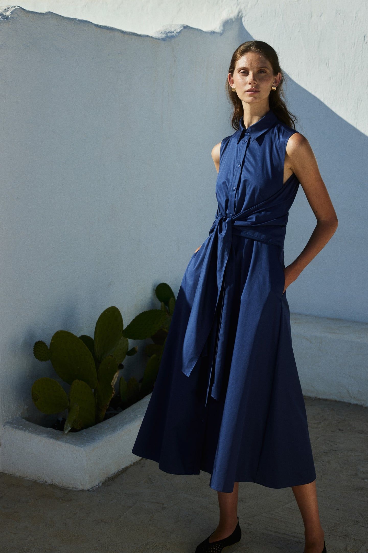EROS LONG DRESS POPLIN NAVY 2