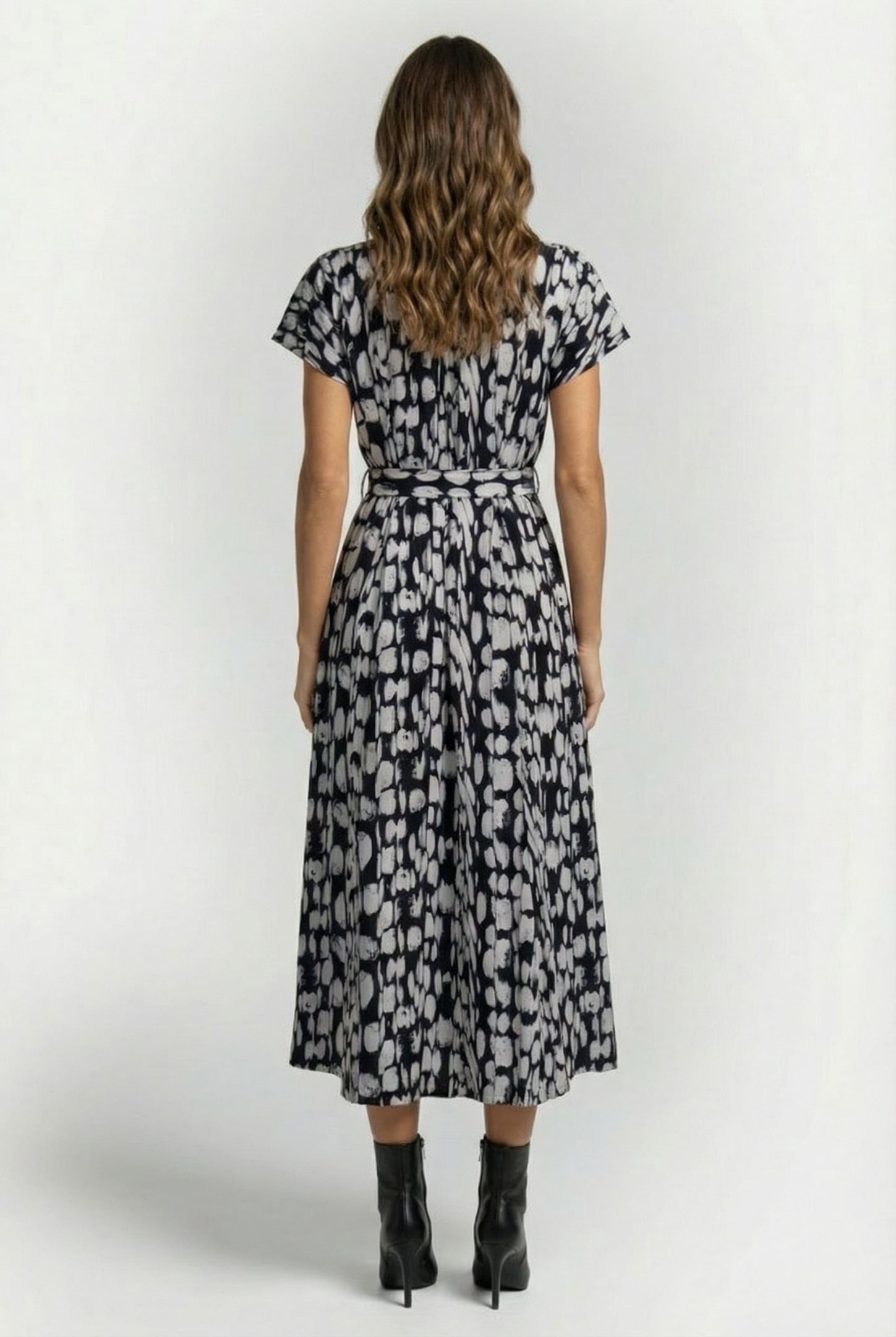 ISLANNA CREPE SS MIDI DRESS MARINE/WHITE 2