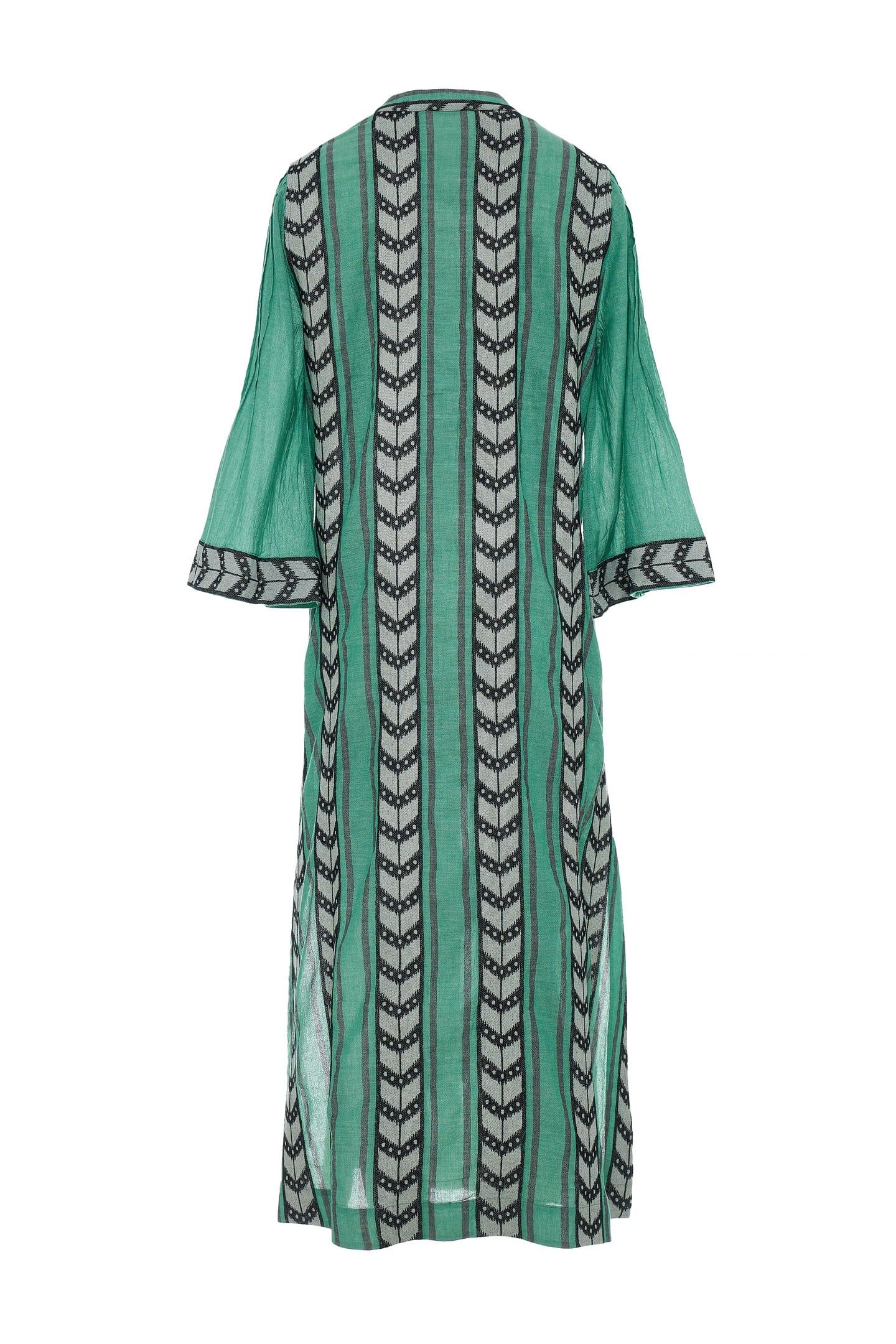NEW LONG DRESS JACQUARD GREEN BLACK 4