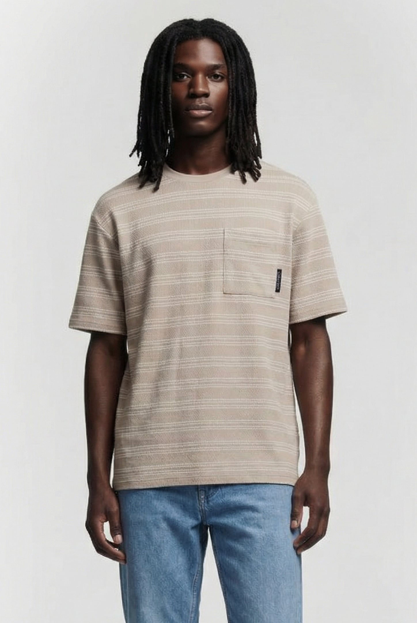 SS STRIPE JACQUARD PLAZA TAUPE 1