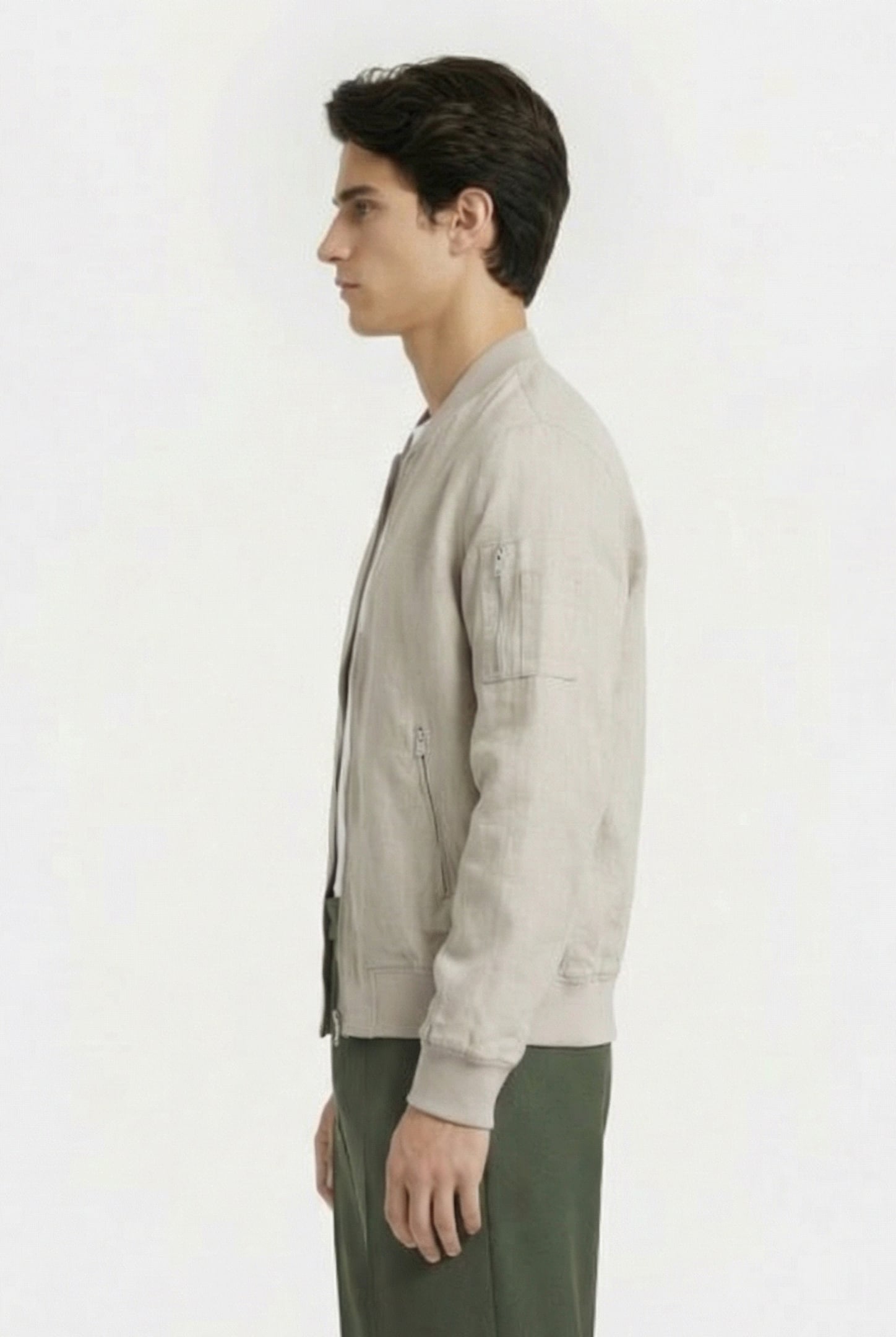 BOMBER LINEN JACKET STONE 3