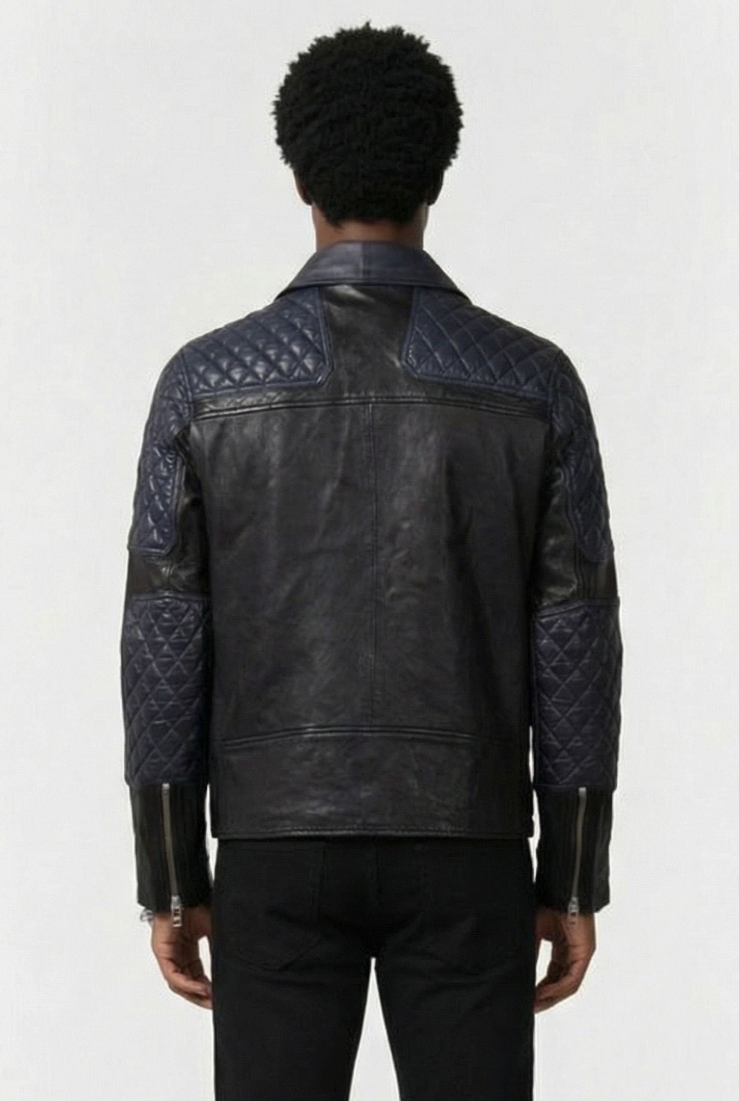 COLOUR BLOCK BIKER JACKET BLACK 2