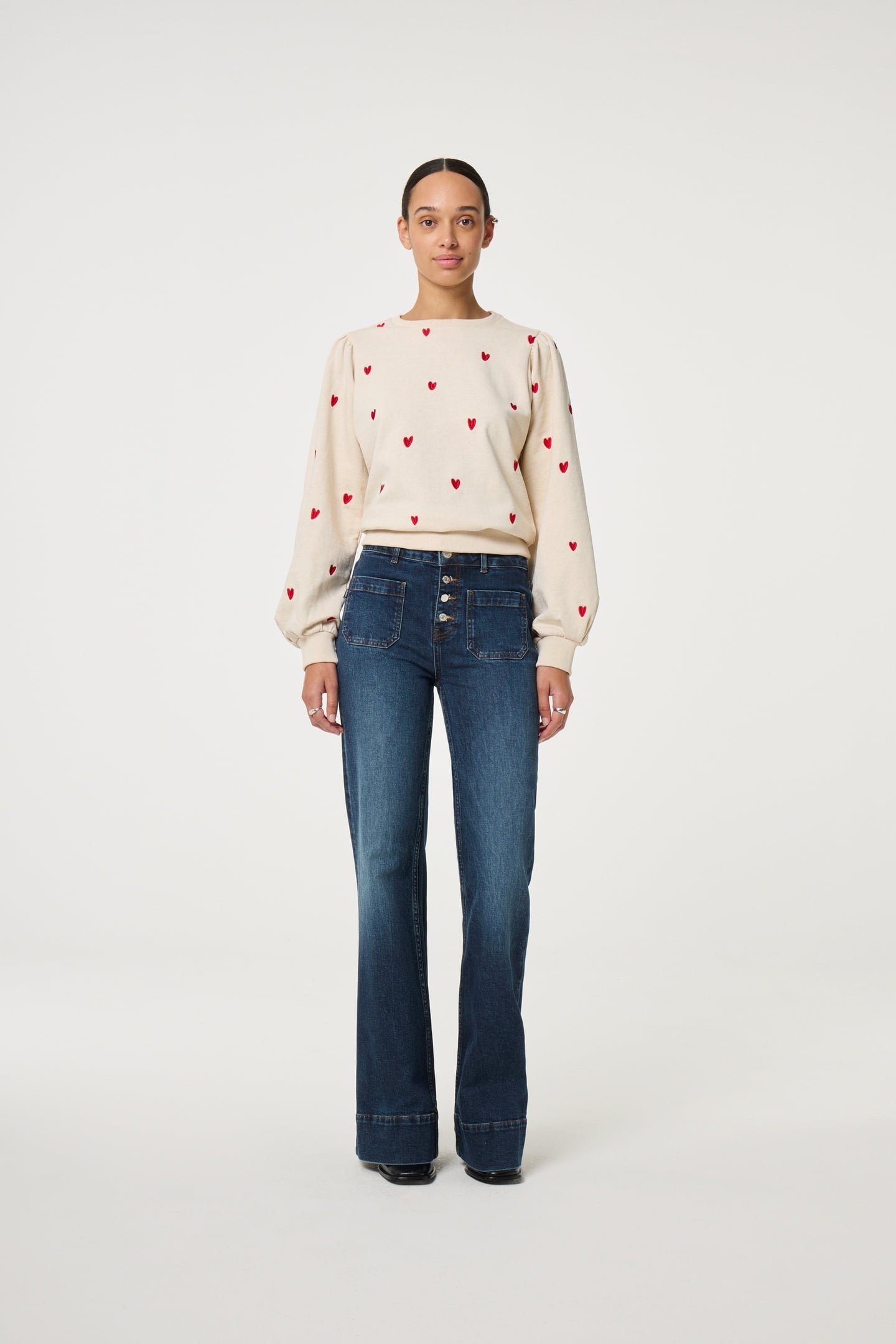 DINA SWEATER OATMEAL / DISCO RED 2