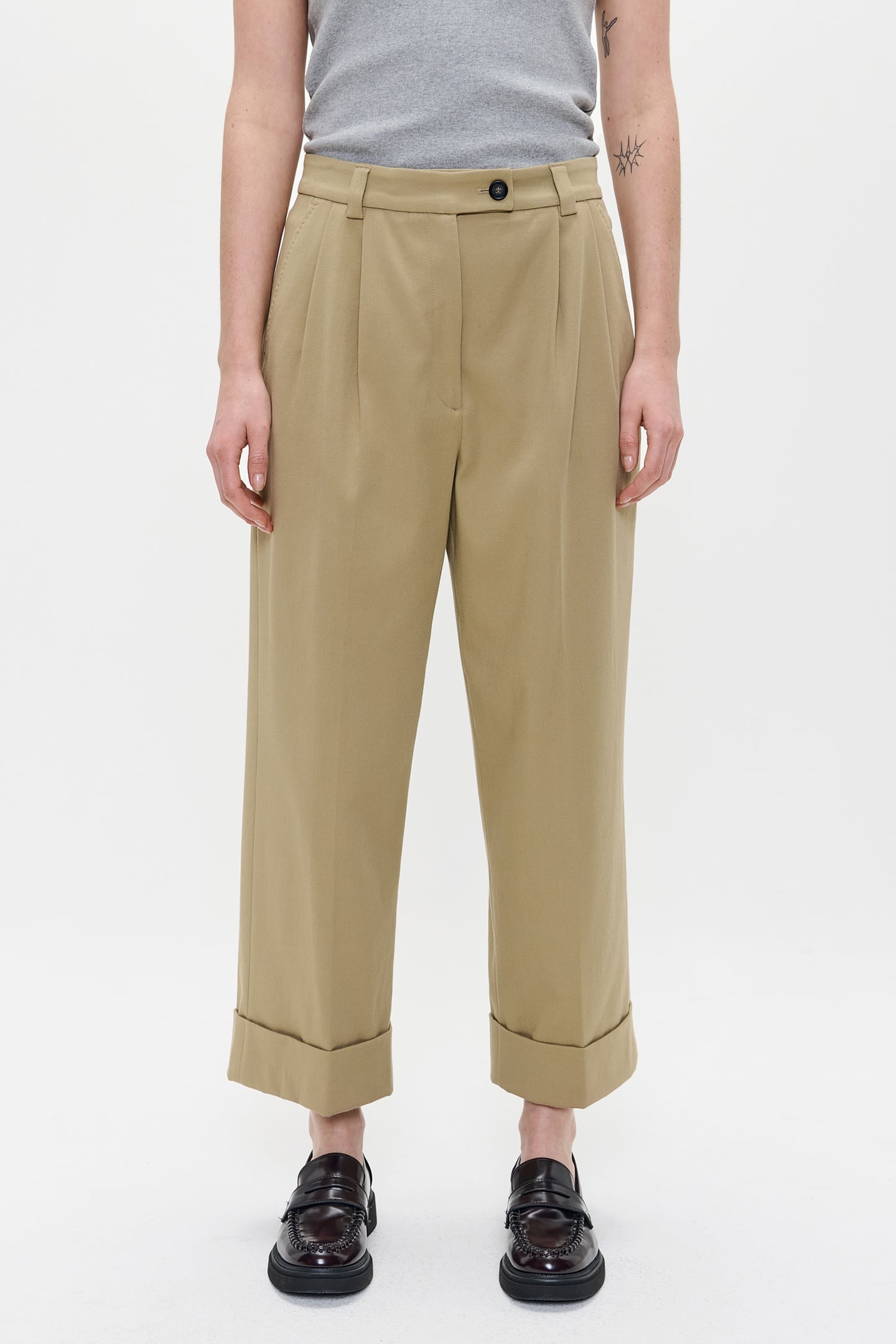 TWILL STRAIGHT PANTS STRAW 1