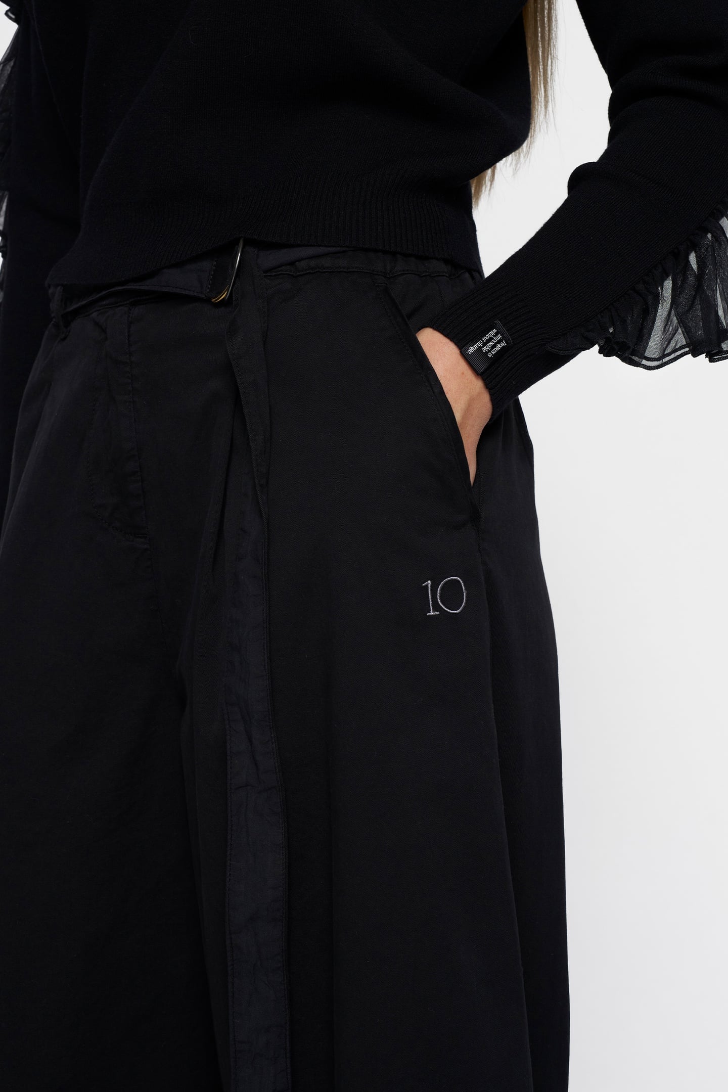 WIDE LEG PANTS TWILL BLACK 6