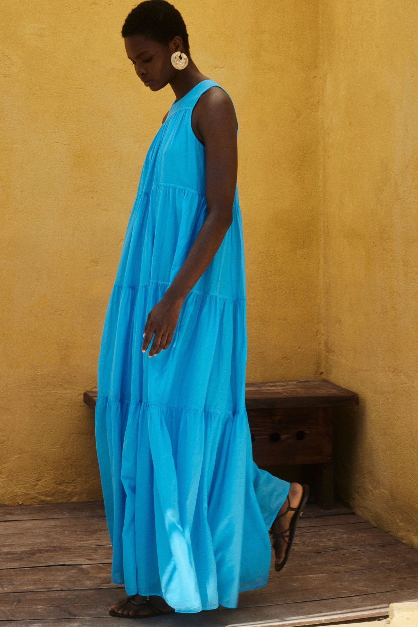 LACK LONG DRESS VOILE CYAN 2