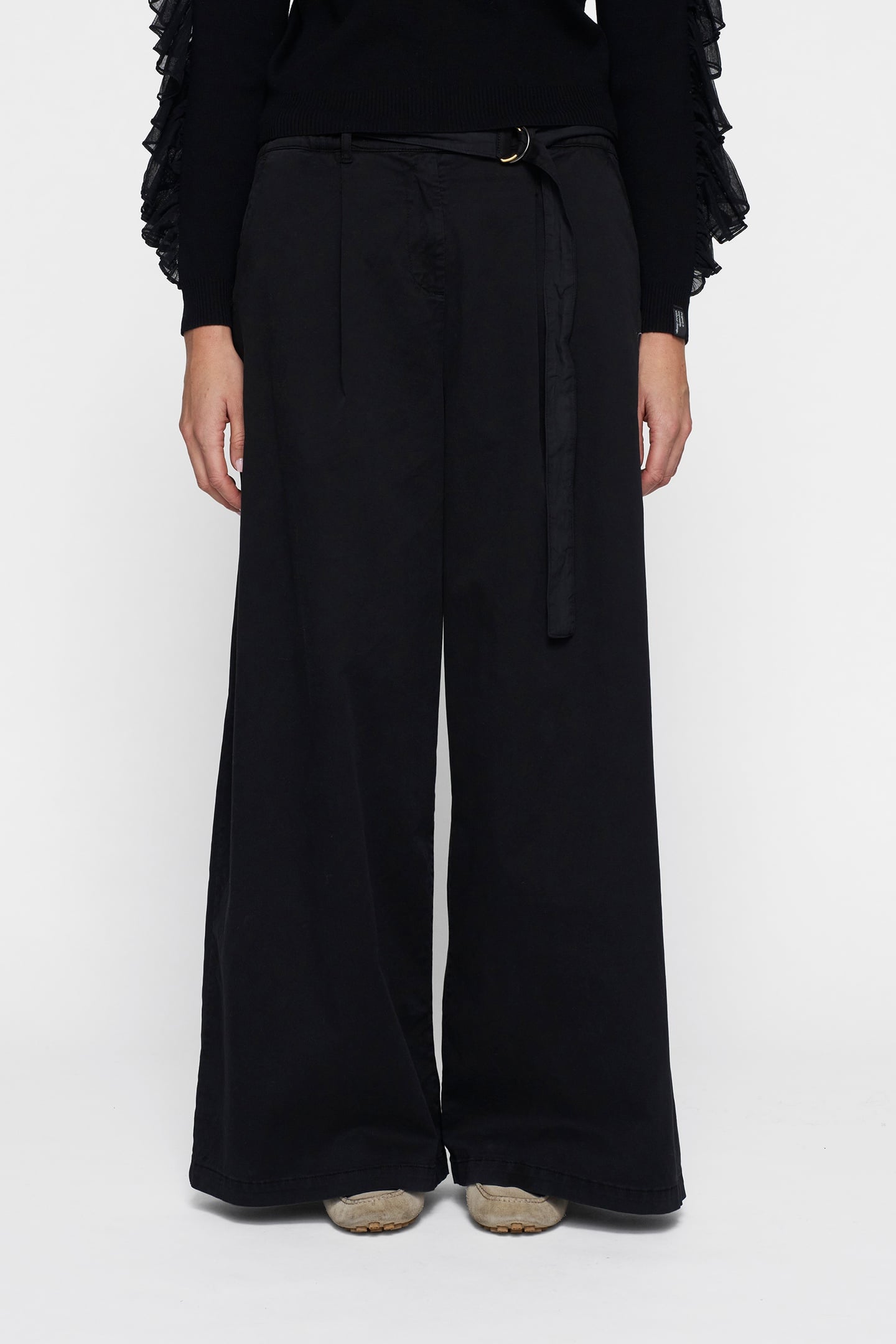 WIDE LEG PANTS TWILL BLACK 2