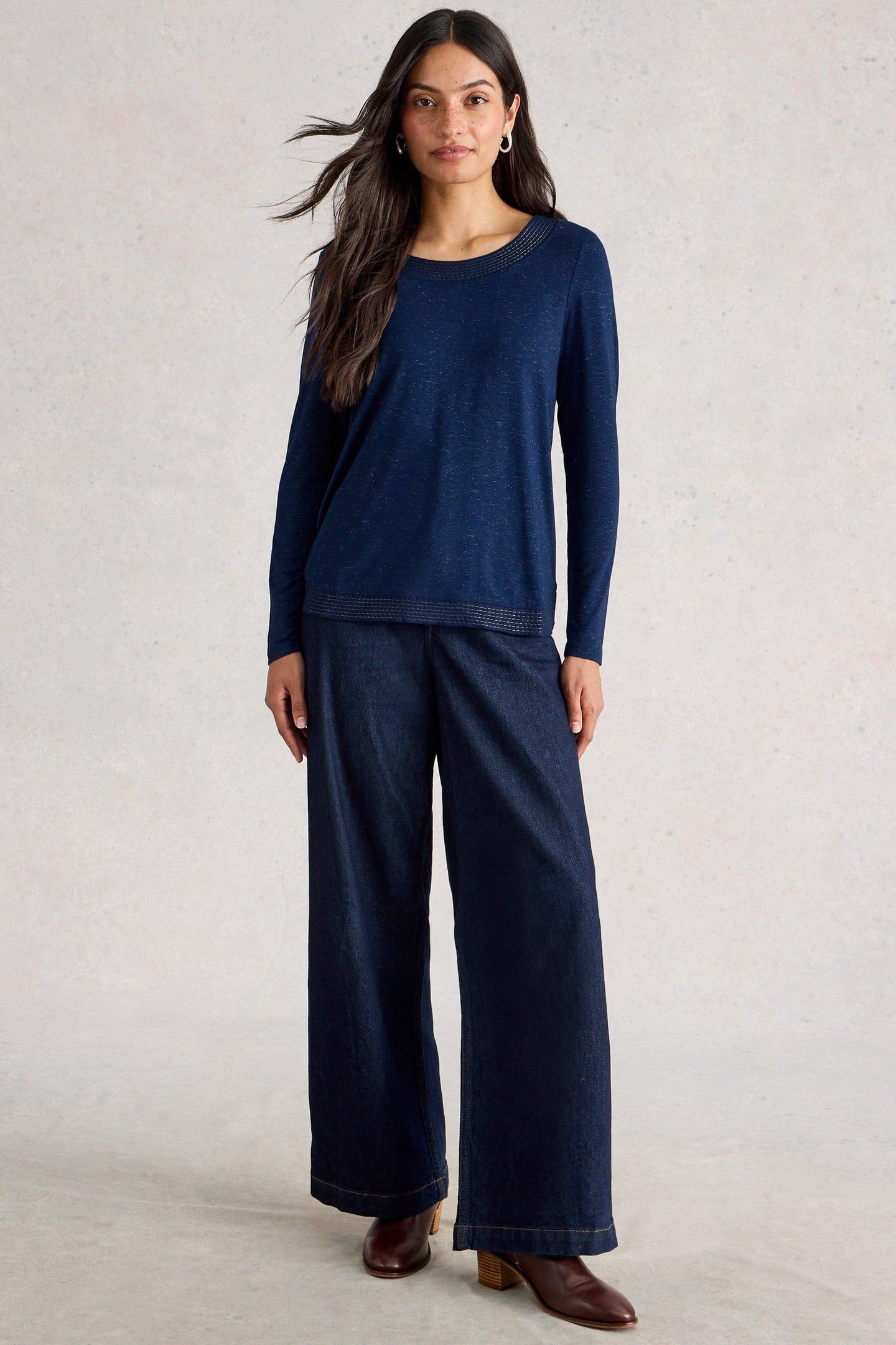 WEAVER LS SPARKLE TEE DARK NAVY 2