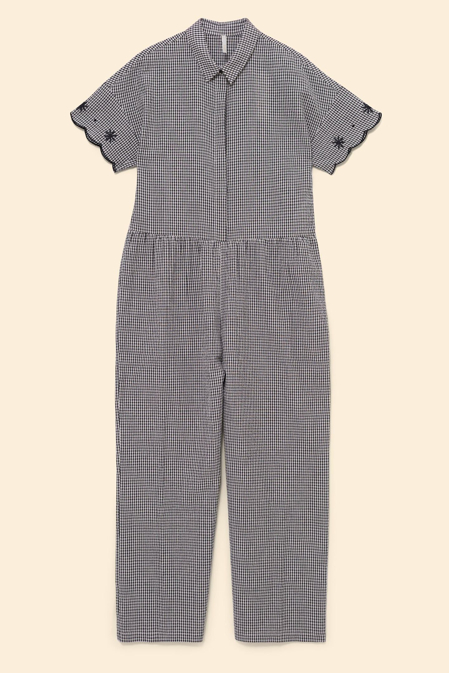 GINGHAM PATTERN TROUSER SUIT WITH EMBROIDERY ECRU 4