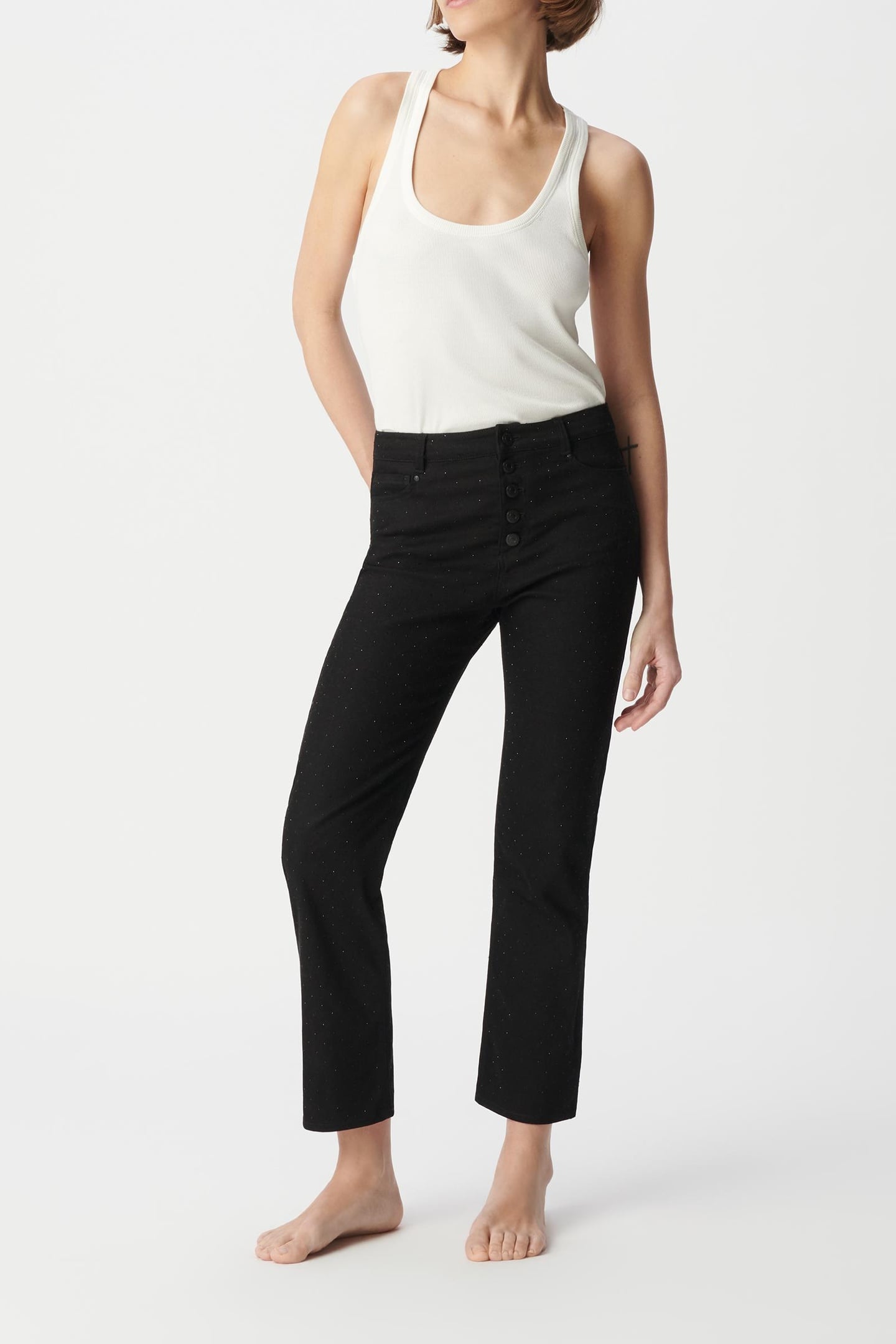 JANIS BLACK RHINESTONE STRAIGHT-LEG JEANS 3