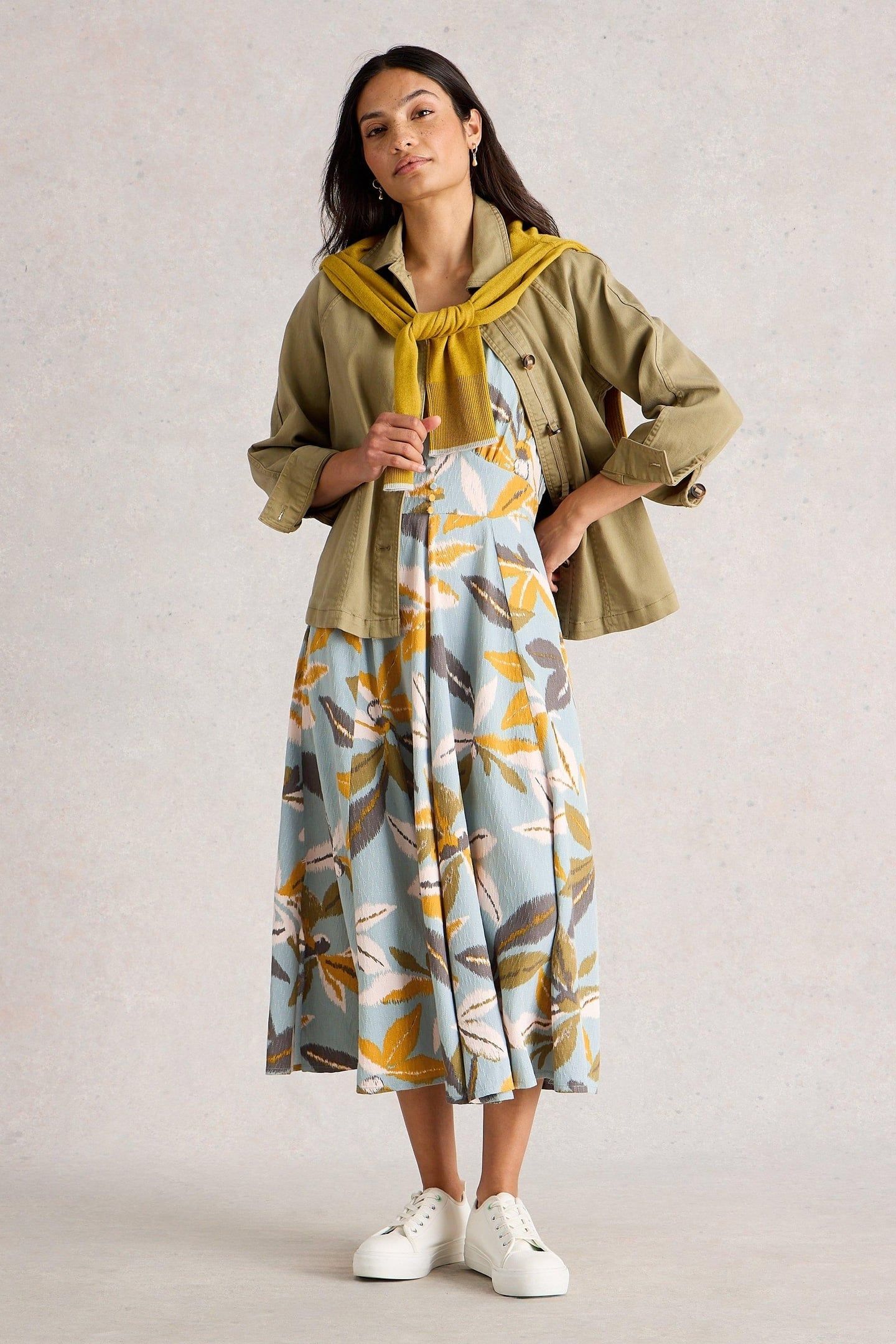 NOTCH NECK JERSEY MIDI DRESS BRN | Online Outlet | Otrium