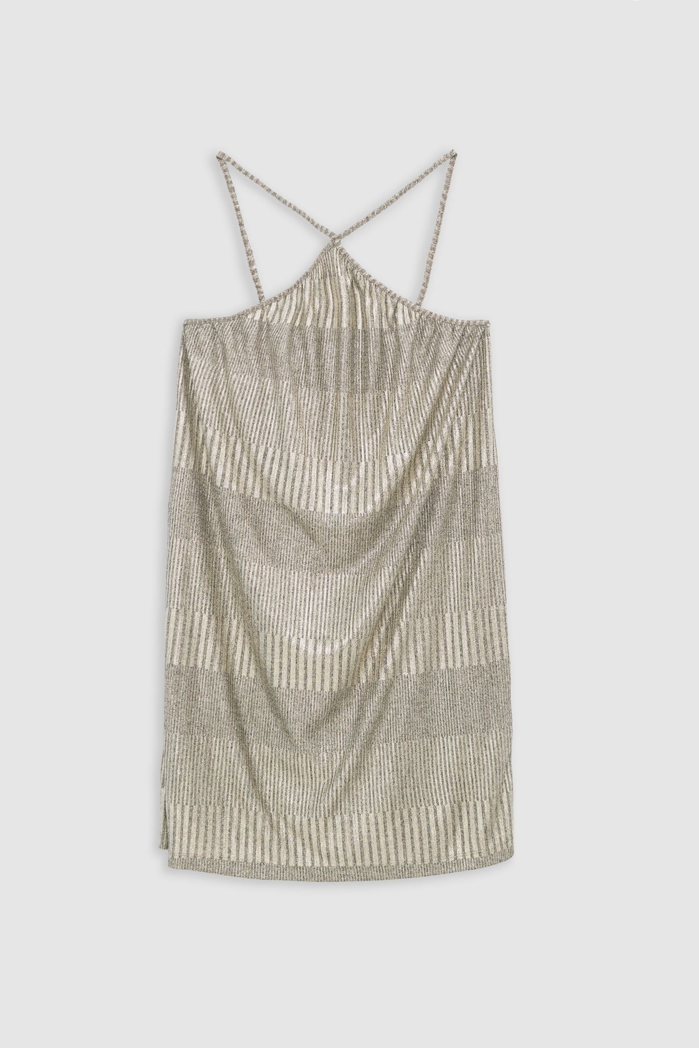 GOLD RIBBED METALLIC KNIT DRESS 6