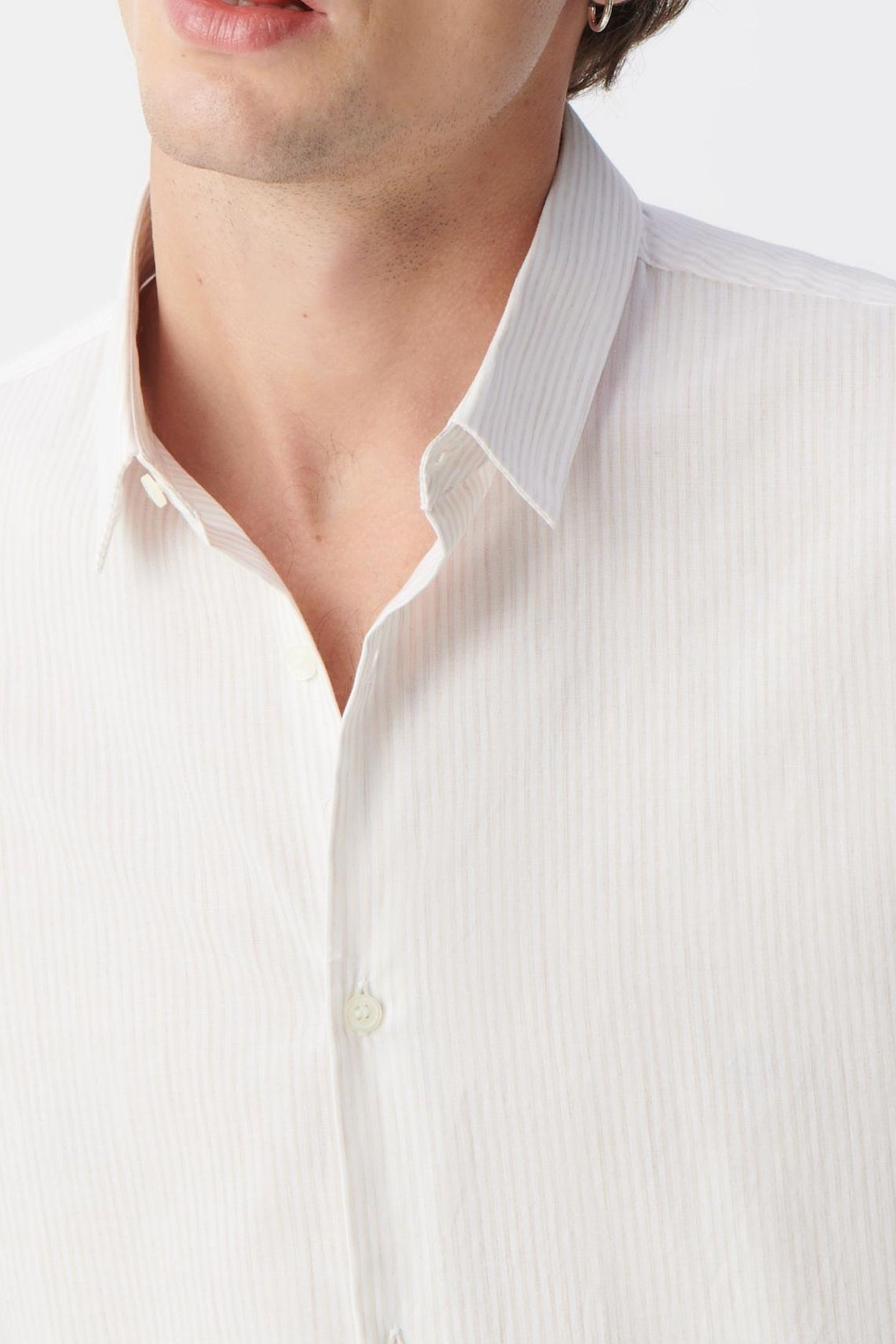 BEIGE SLIM SHIRT WITH WATERCOLOUR STRIPES 6