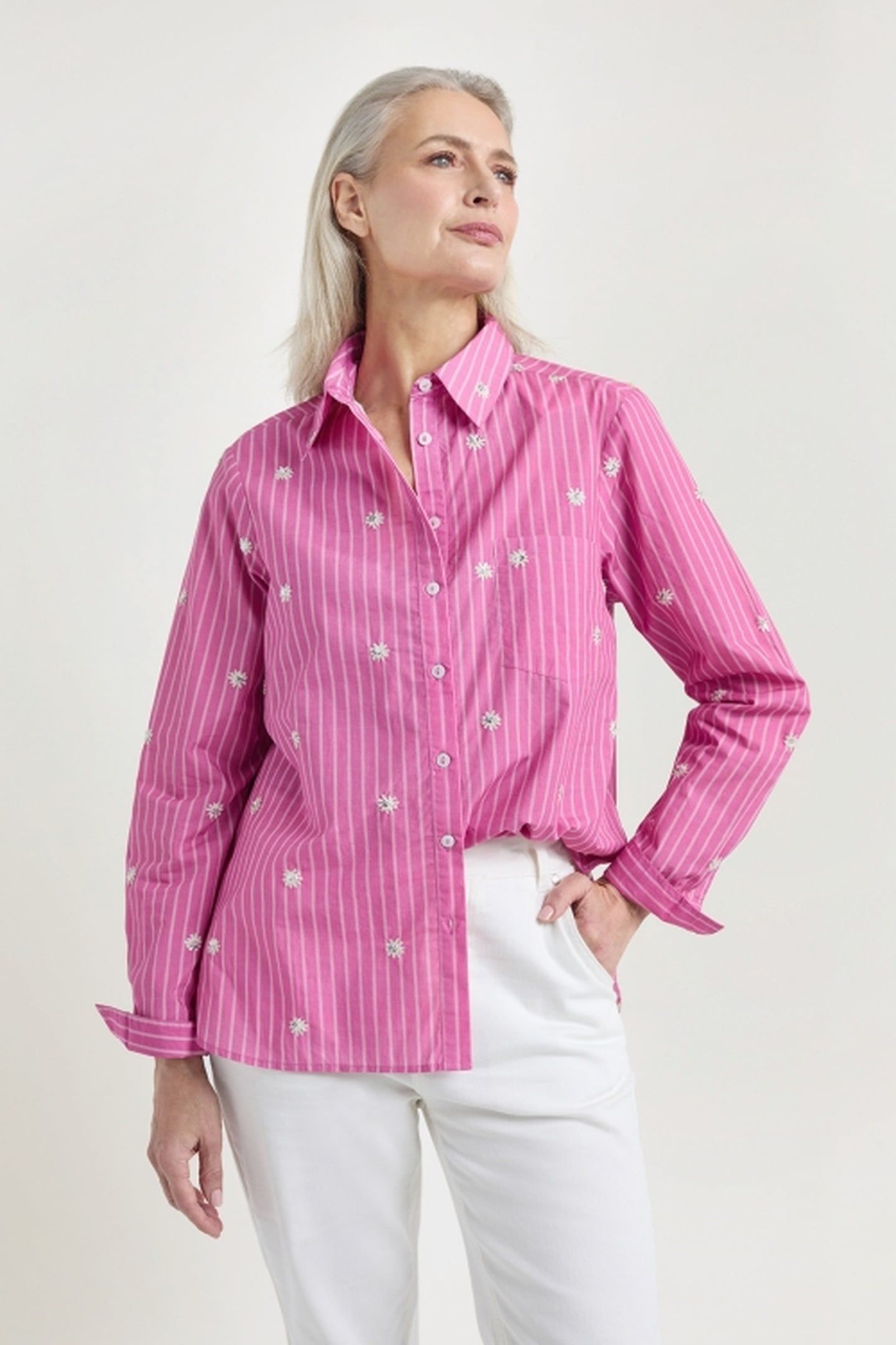 JUUL BLOUSE STRIPE FUCHIA 4