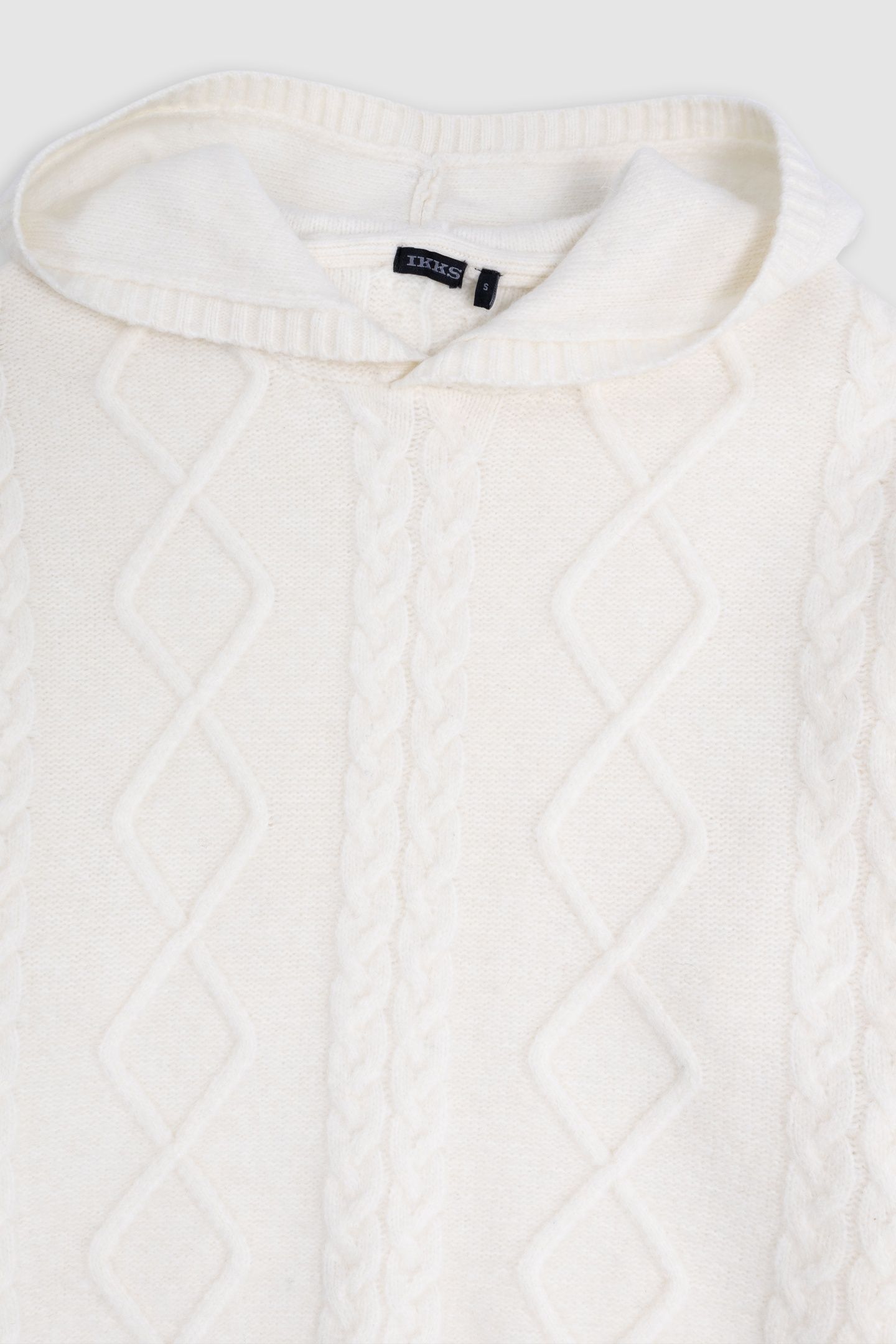 GIRL'S BEIGE HOODED CABLE KNIT SWEATER 3